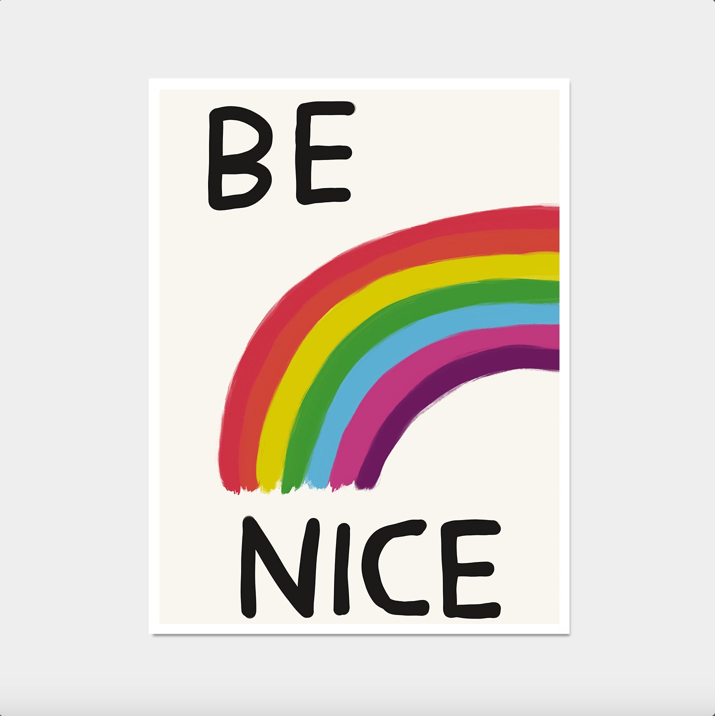 David Shrigley Print. Be Nice. Contemporary Art. Kitchen Wall Decor. Shrigley Rainbow. Living Room Poster Print. Modern Quote Wall Art
A colorful poster with a rainbow and the word 'BE NICE' written in bold black letters on a white background.
David Shrigley
exhibition poster
contemporary art
room wall art
shrigley poster
modern art print
wall decor
art gift
shrigley exhibition
quote poster
be nice rainbow
david shrigley art
funny quote print