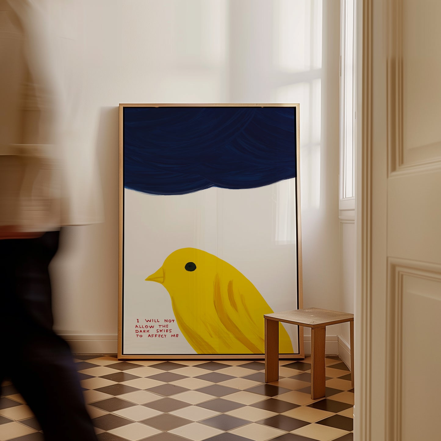 I Will Not Allow The Dark Skies to Affect Me. David Shrigley Canary Bird. Shrigley Art Print. Bird Poster. Quote Wall Art. Room Wall Art