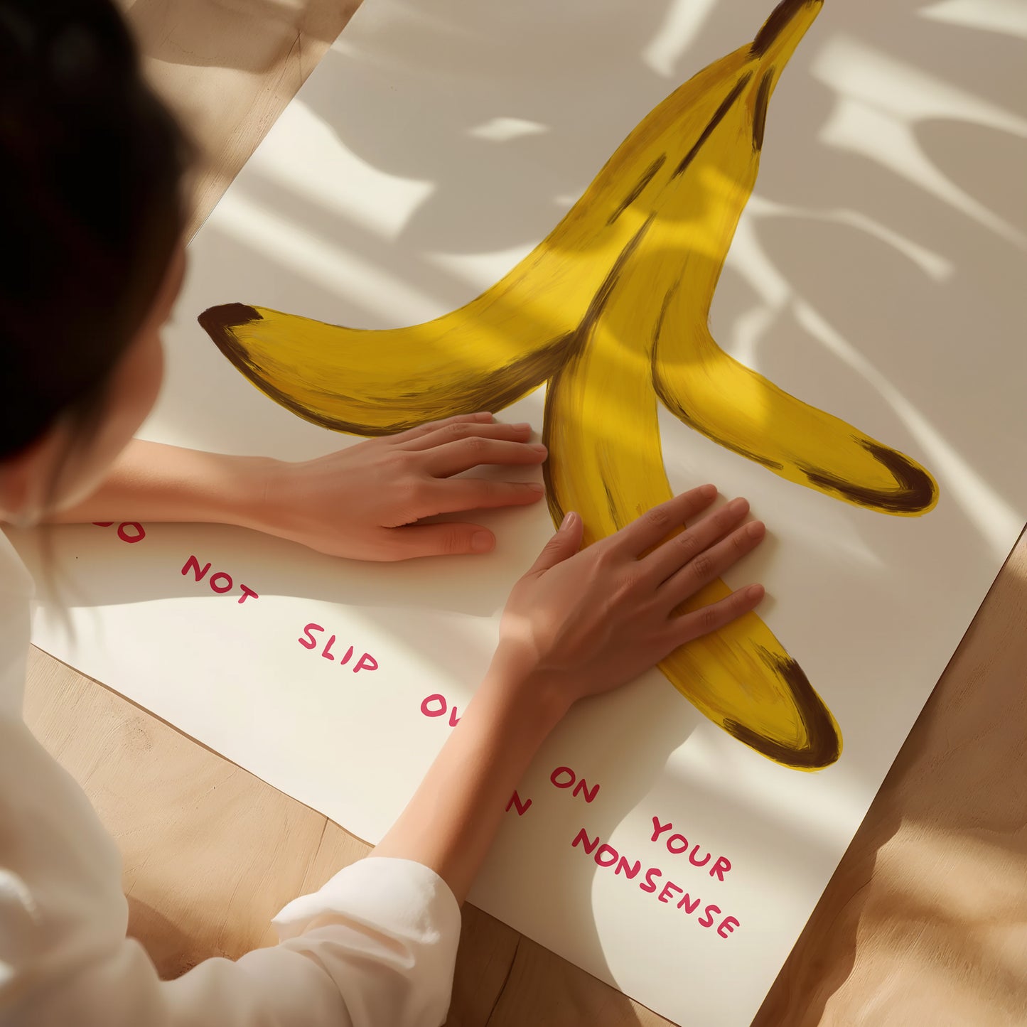David Shrigley Print. Do Not Slip Over On Your Own Nonsense. David Shrigley Banana Peel Print. Funny Quote Wall Art. David Shrigley Art