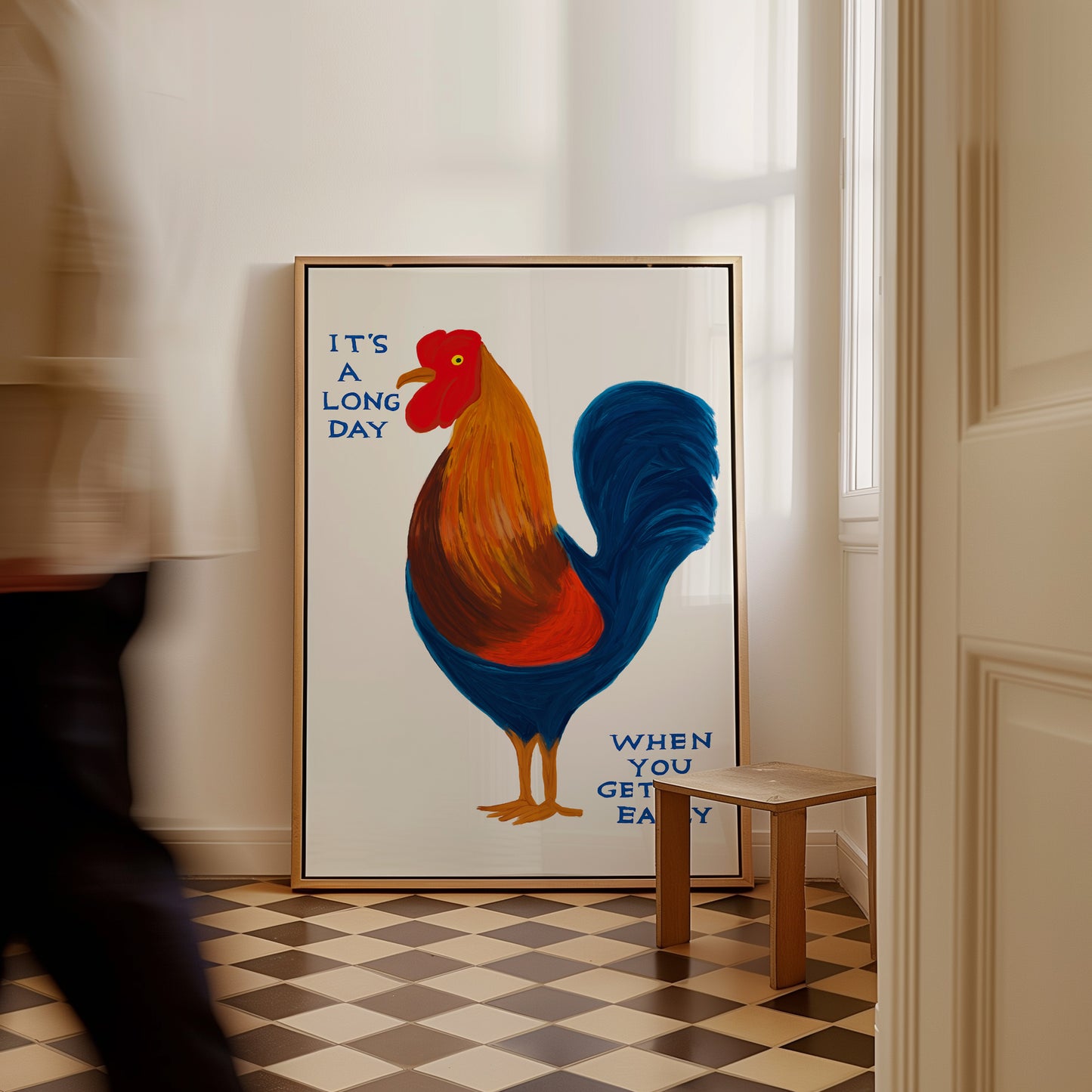 David Shrigley Rooster. It's A Long Day When You Get Up Early. Shrigley Rooster. David Shrigley Poster. Funny Rooster Quote Wall Art