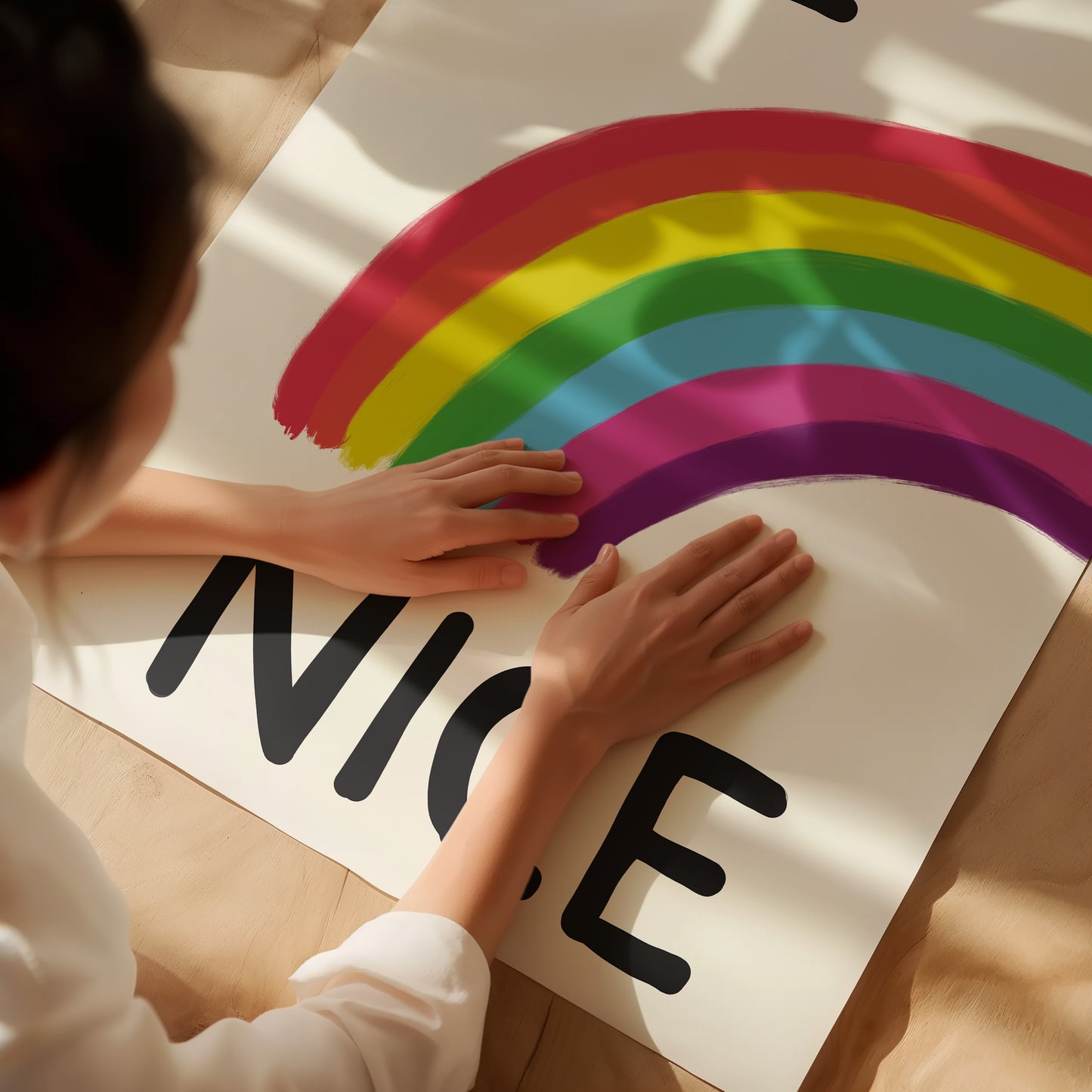 David Shrigley Print. Be Nice. Contemporary Art. Kitchen Wall Decor. Shrigley Rainbow. Living Room Poster Print. Modern Quote Wall Art
A colorful poster with a rainbow and the word 'BE NICE' written in bold black letters on a white background.
David Shrigley
exhibition poster
contemporary art
room wall art
shrigley poster
modern art print
wall decor
art gift
shrigley exhibition
quote poster
be nice rainbow
david shrigley art
funny quote print