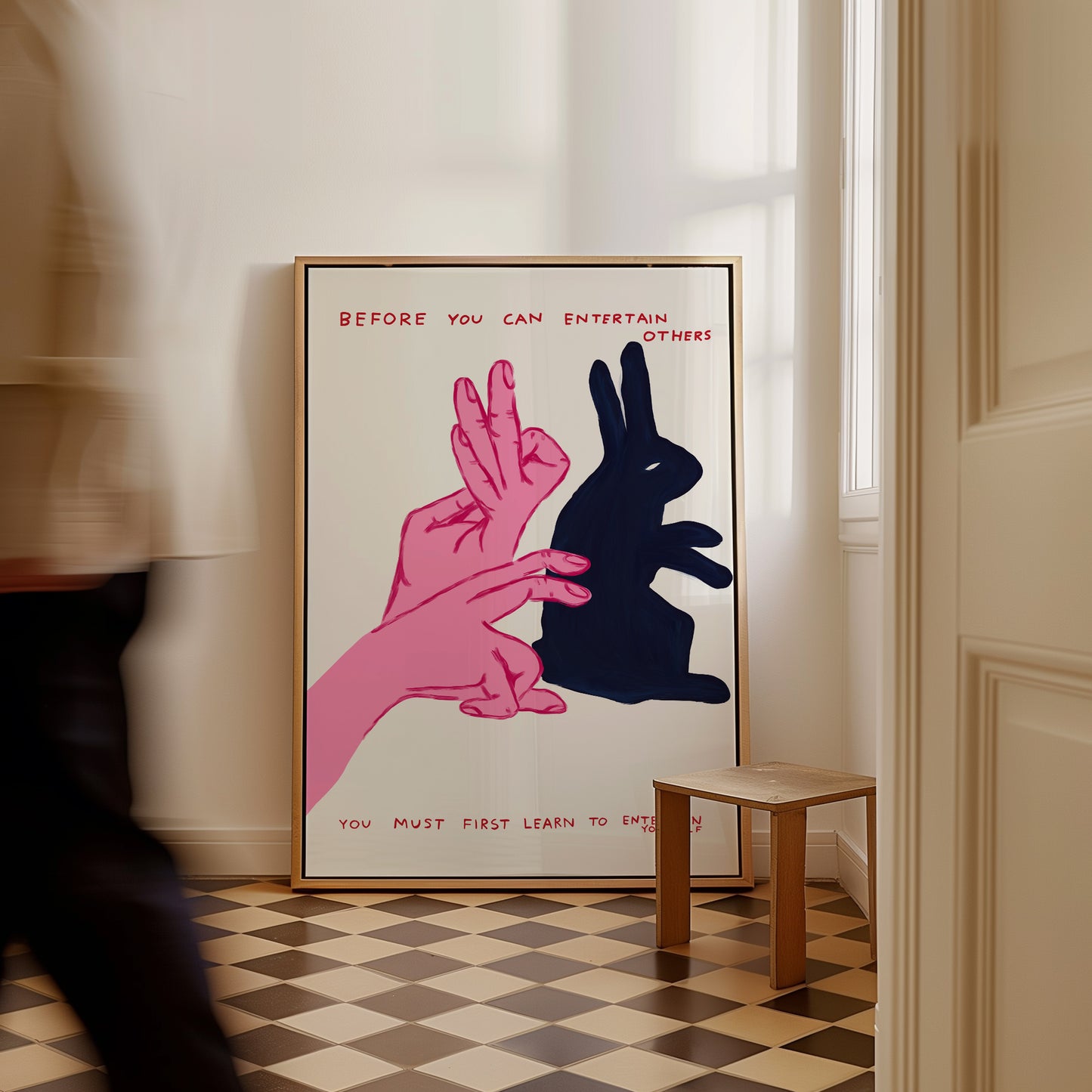 Before You Can Entertain Others. David Shrigley Print. Shrigley Rabbit. Quote Wall Art. Trending Poster. Funky Room Wall Art. Life Quotes
