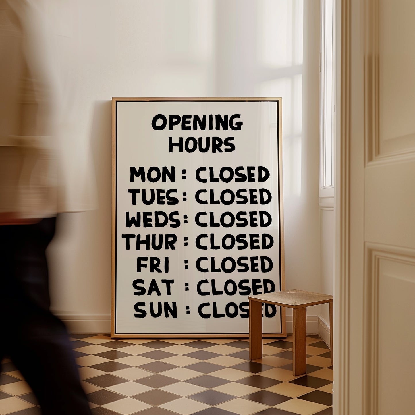 Opening Hours Poster. David Shrigley Print. Funny Quote Wall Art. Contemporary Room Wall Art. Art Gift. Funky Art Print. Shrigley Poster