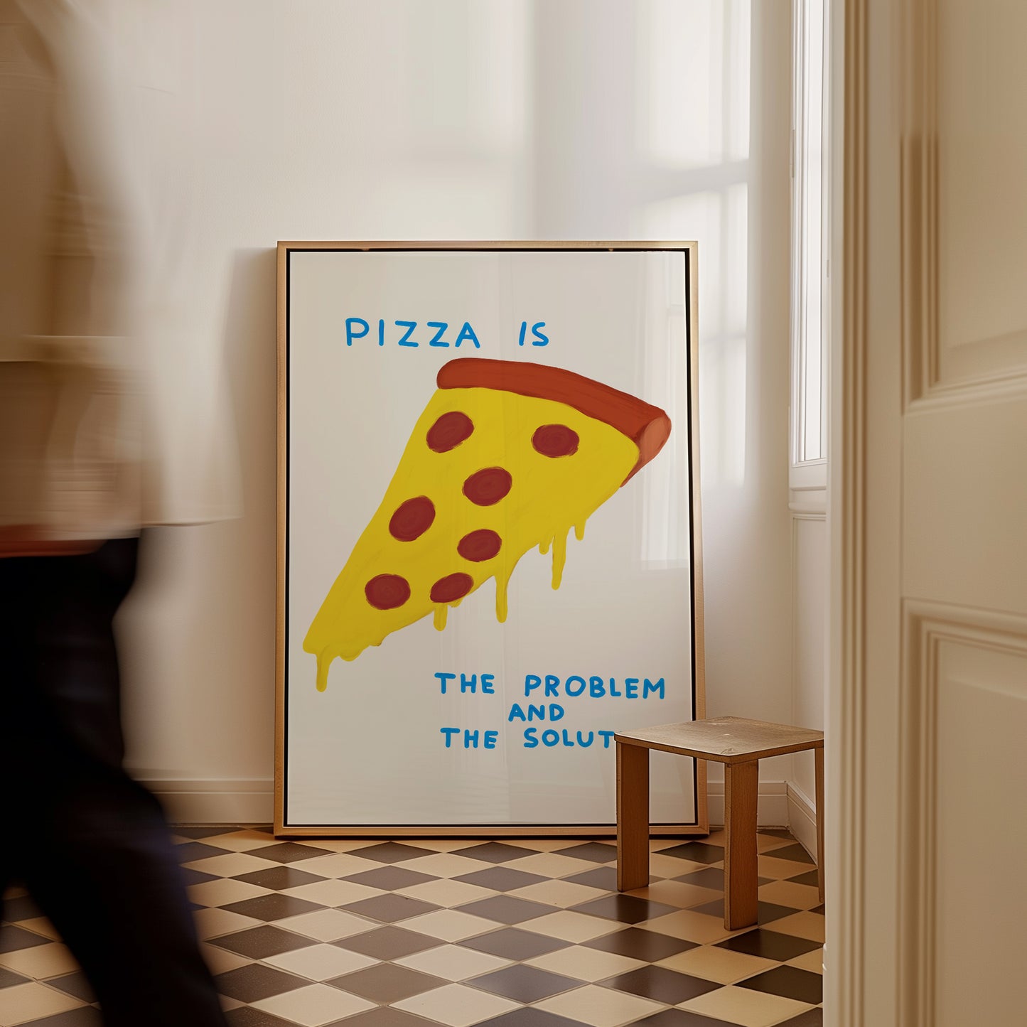 David Shrigley Pizza. Pizza Is The Problem And The Solution. Shrigley Pizza Poster. Quote Wall Art. Kitchen Wall Decor. Funky Poster Print