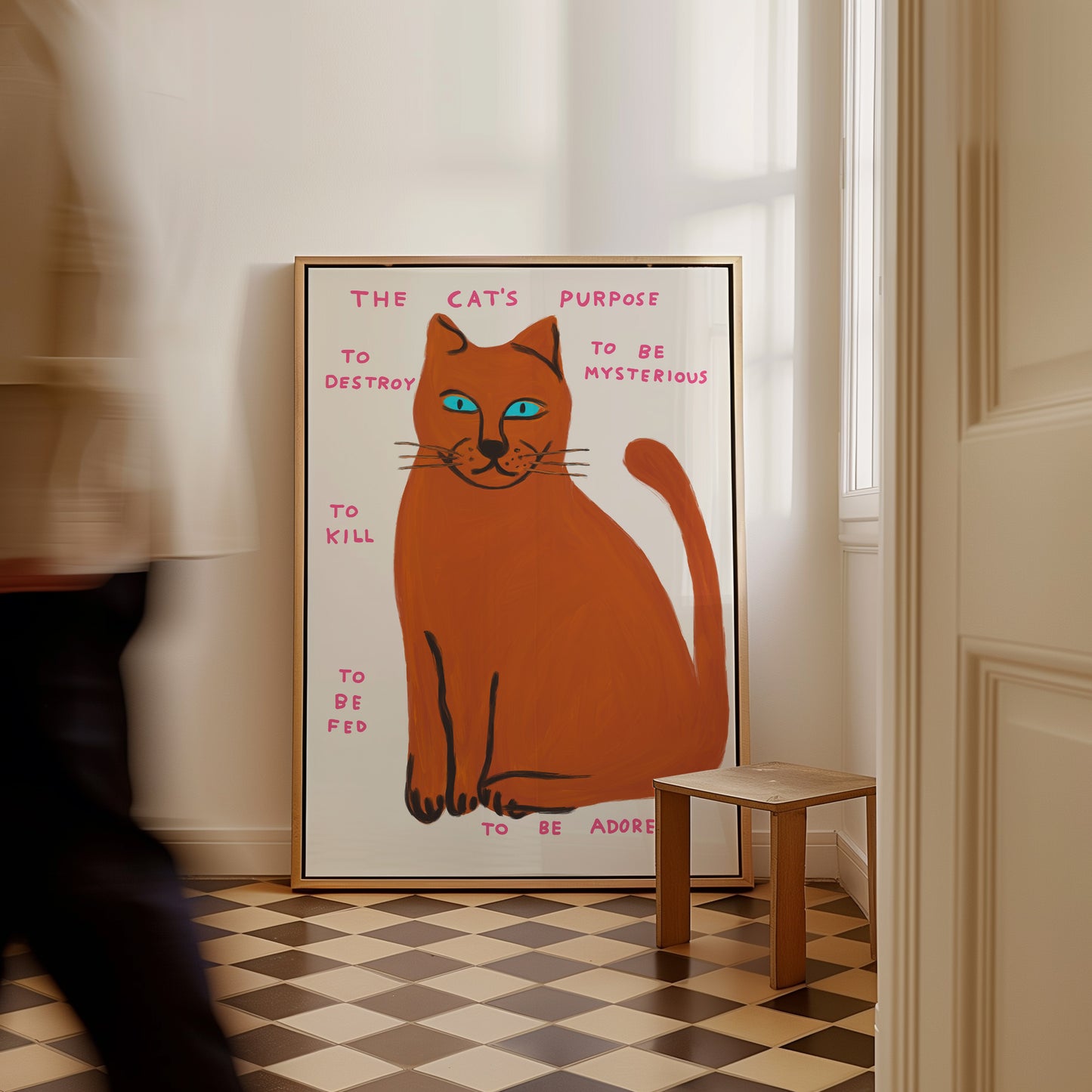 The Cat's Purpose Poster. To Destroy To Be Mysterious. David Shrigley Cat Print. Funny Quote Wall Art. Cat Poster Print. Contemporary Art