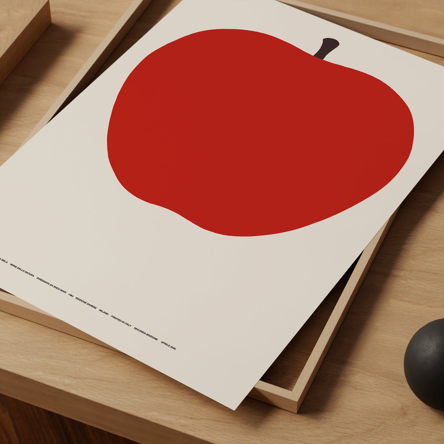 Enzo Mari Apple. La Mela Enzo Mari. The Red Apple Poster. Mid Century Modern Wall Art. Kitchen Decor. Kitchen Print. Italian Fruit Poster