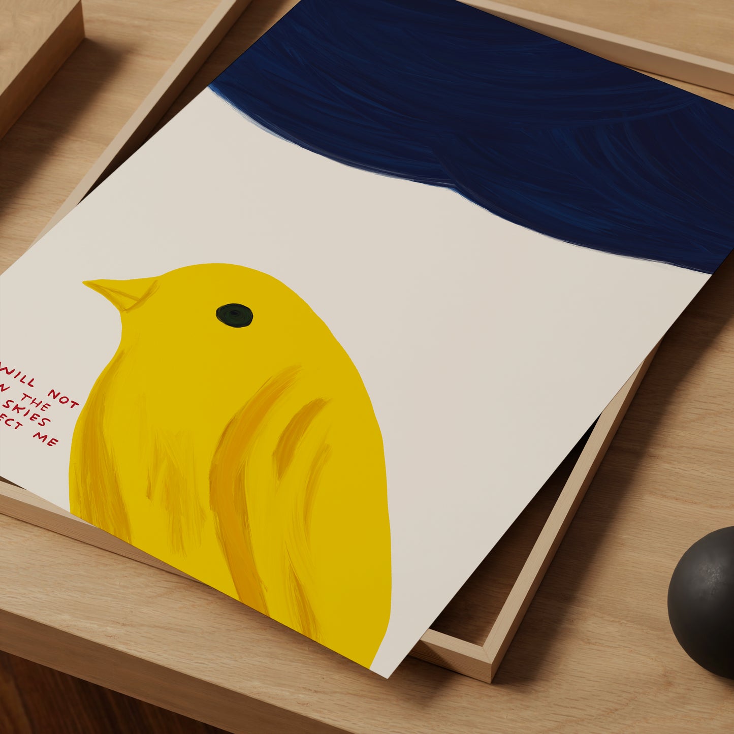 I Will Not Allow The Dark Skies to Affect Me. David Shrigley Canary Bird. Shrigley Art Print. Bird Poster. Quote Wall Art. Room Wall Art