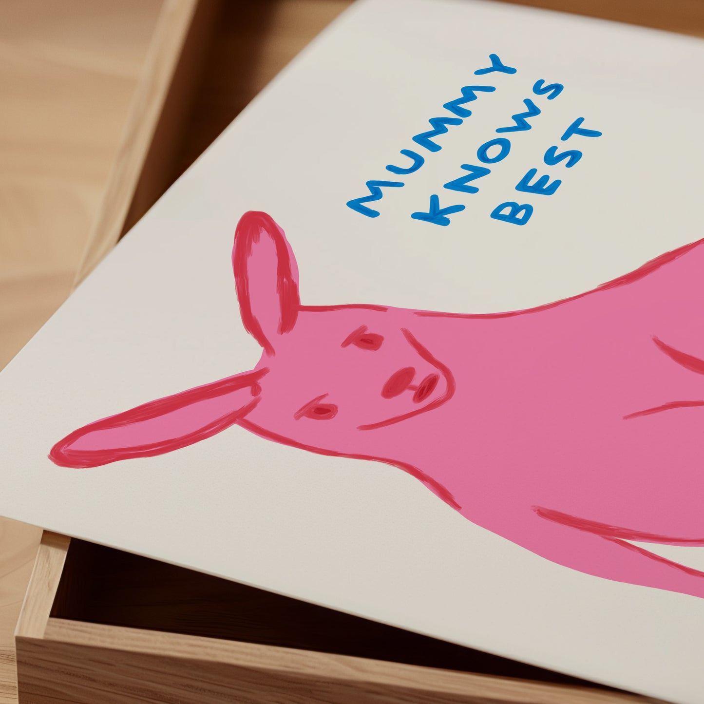 David Shrigley Art. Mummy Knows Best. Mothers Day Gift. Funny Wall Poster. Shrigley Kangaroo. Kangaroo Mama. Funky Living Room Wall Art