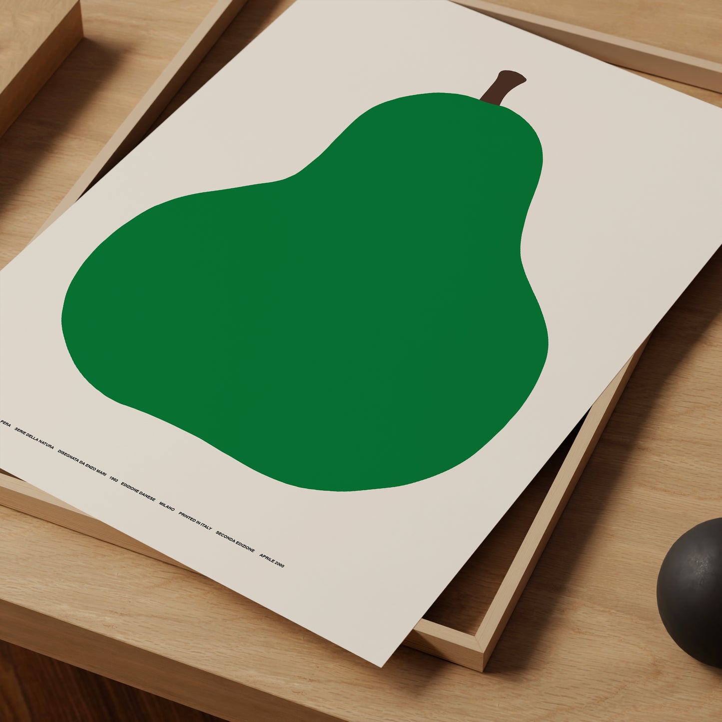 Enzo Mari Pear. La Pera Enzo Mari. Enzo Mari Print. The Green Pear Print. Modern Wall Art. Kitchen Decor. Italian Fruit Kitchen Print