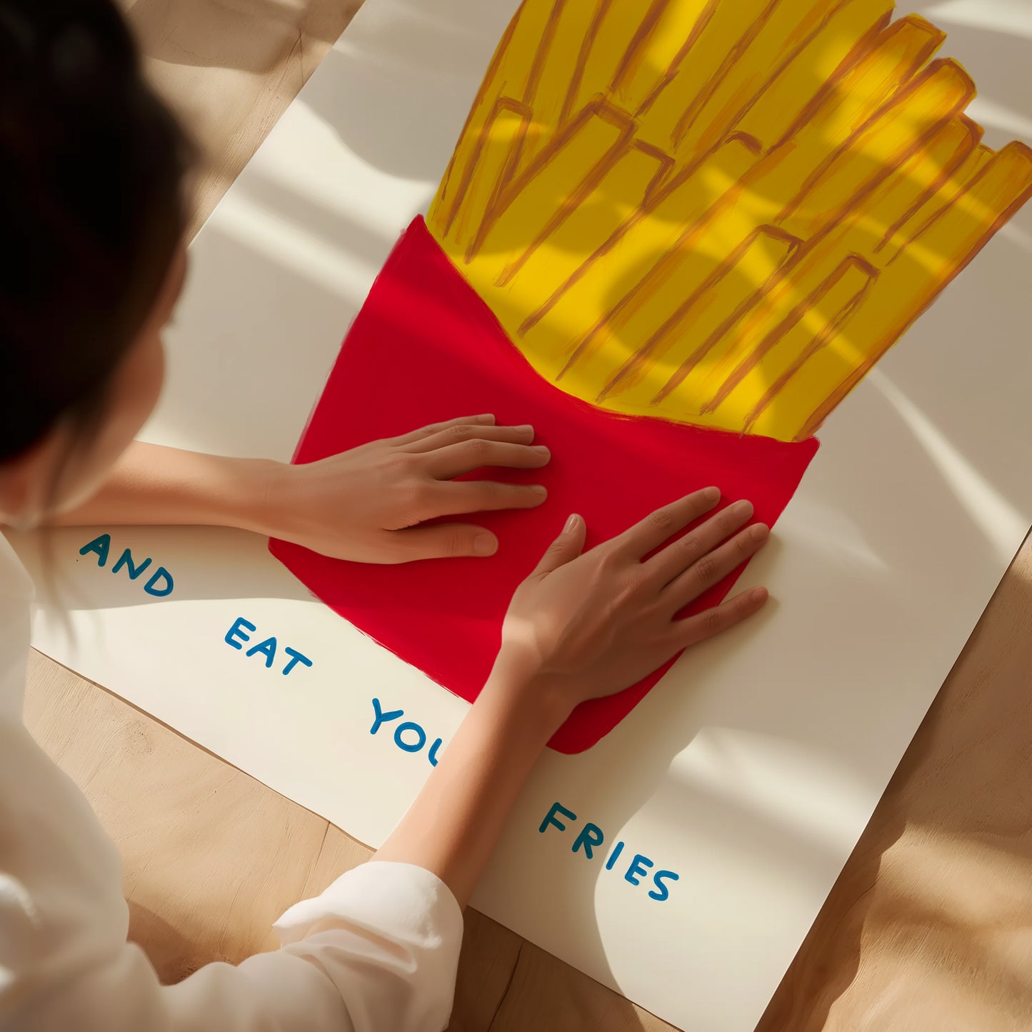 Shut Up And Eat Your Fries Poster. David Shrigley Print. Contemporary Art. Funny Quotes Wall Art. Shrigley Fries. Kitchen Wall Decor