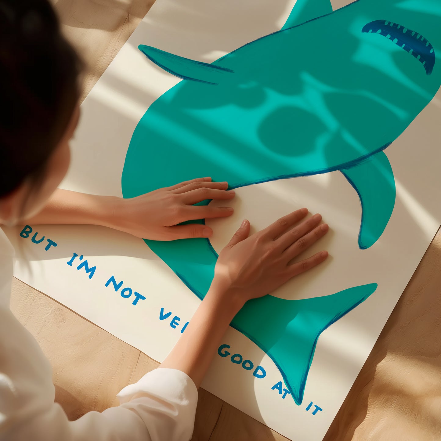 David Shrigley Print. I Try To Be Friendly. Shrigley Shark. Art Print. Contemporary Print. Funny Quotes Poster. Trending Funky Wall Art
