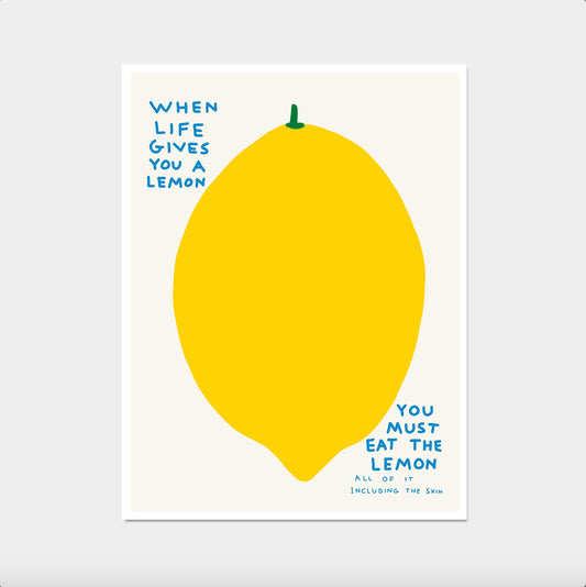 David Shrigley. When Life Gives You a Lemon. Shrigley Lemon. Contemporary Kitchen Wall Art. Funny Quotes Wall Art. Trending Wall Art Poster