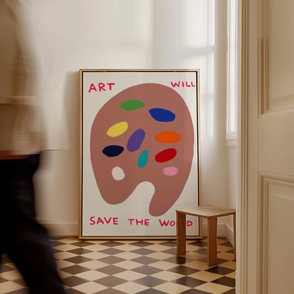 Art Will Save The World David Shrigley Print. Shrigley Art Palette. Quote Wall Art. Contemporary Art. Funky Wall Decor. Shrigley Art Print