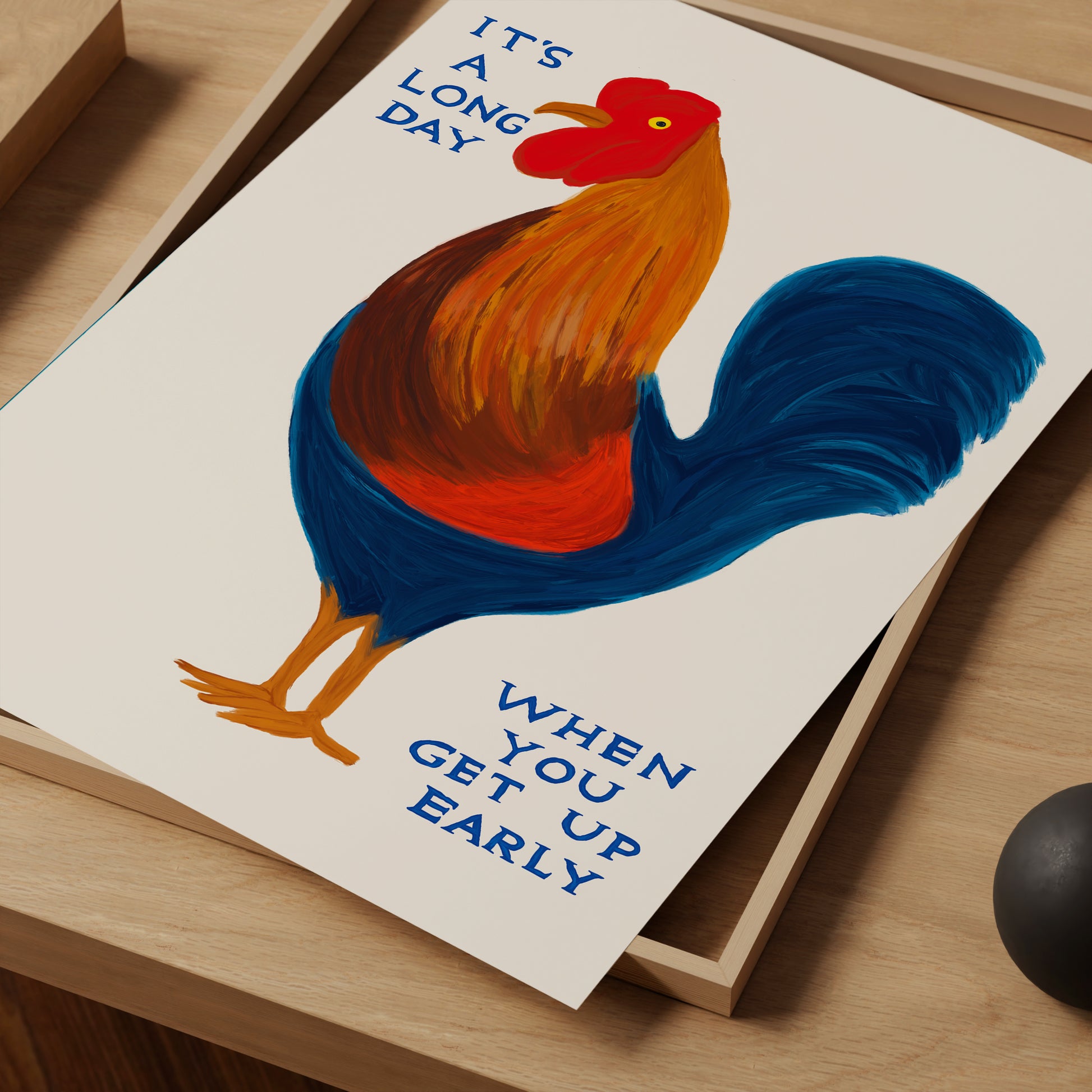 David Shrigley Rooster. It's A Long Day When You Get Up Early. Shrigley Rooster. David Shrigley Poster. Funny Rooster Quote Wall Art