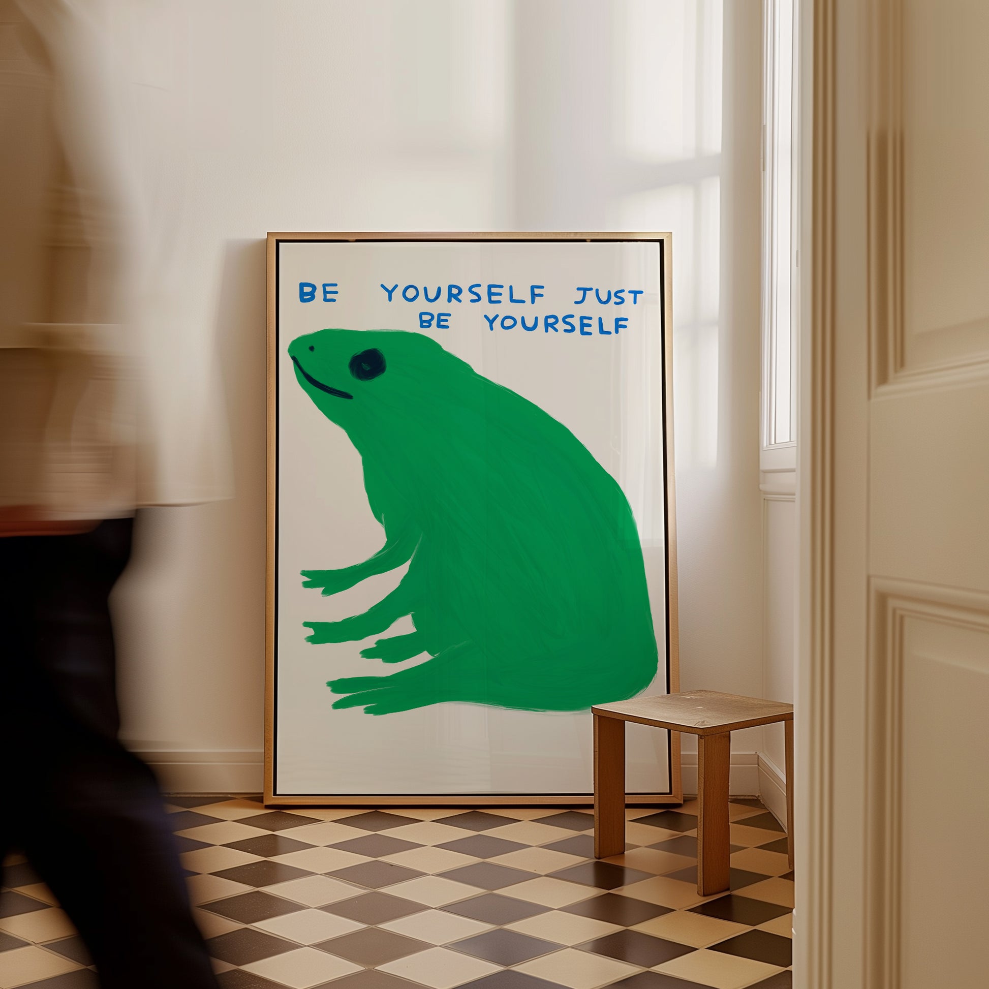 David Shrigley. Be Yourself Just Be Yourself. Quote Wall Art. Contemporary Living Room Wall Art. Shrigley Frog. Be Yourself. Funky Wall Art