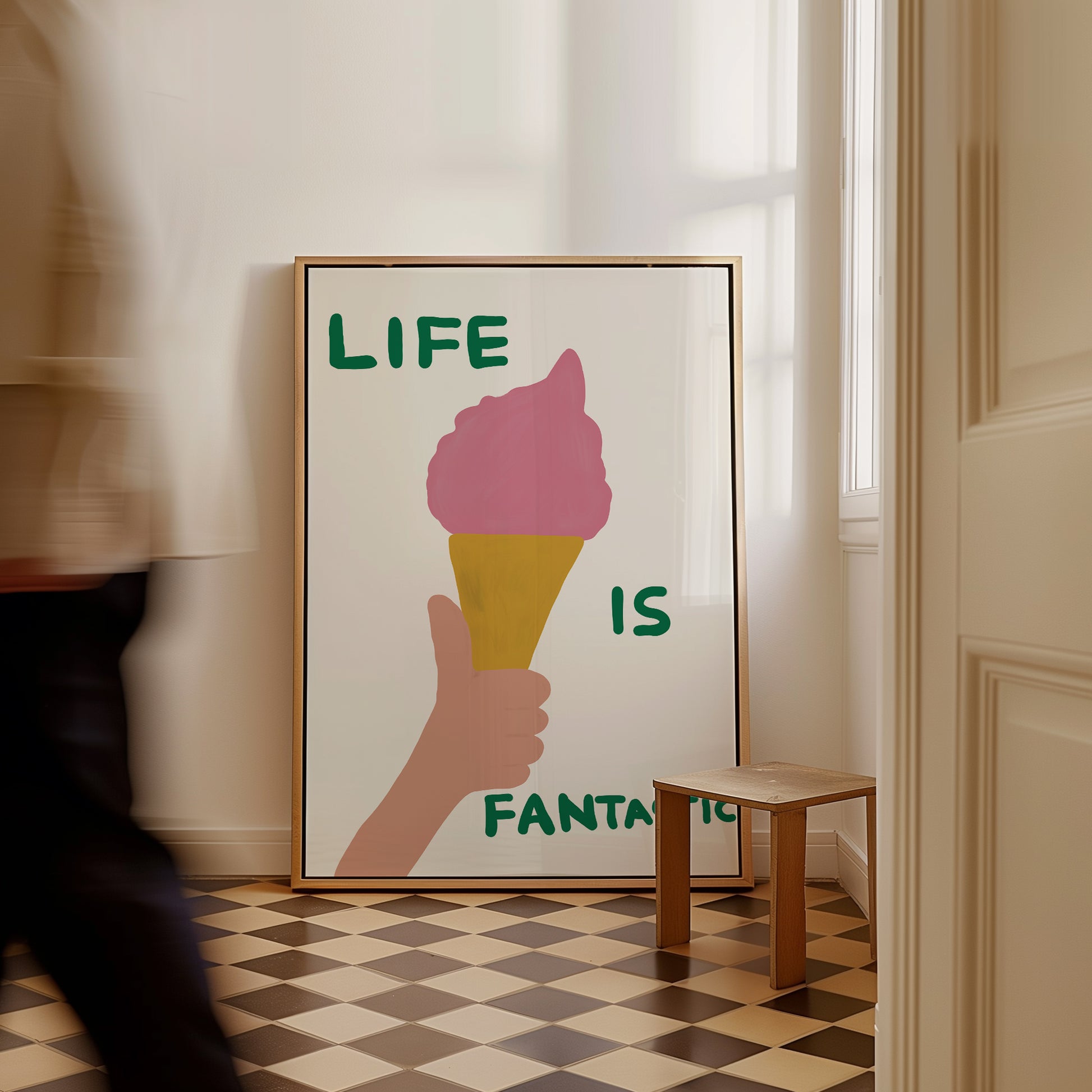 David Shrigley. Life Is Fantastic. Quote Wall Art. Contemporary Art. Kitchen Funky Wall Art. Shrigley Ice Cream Print. Colorful Wall Art