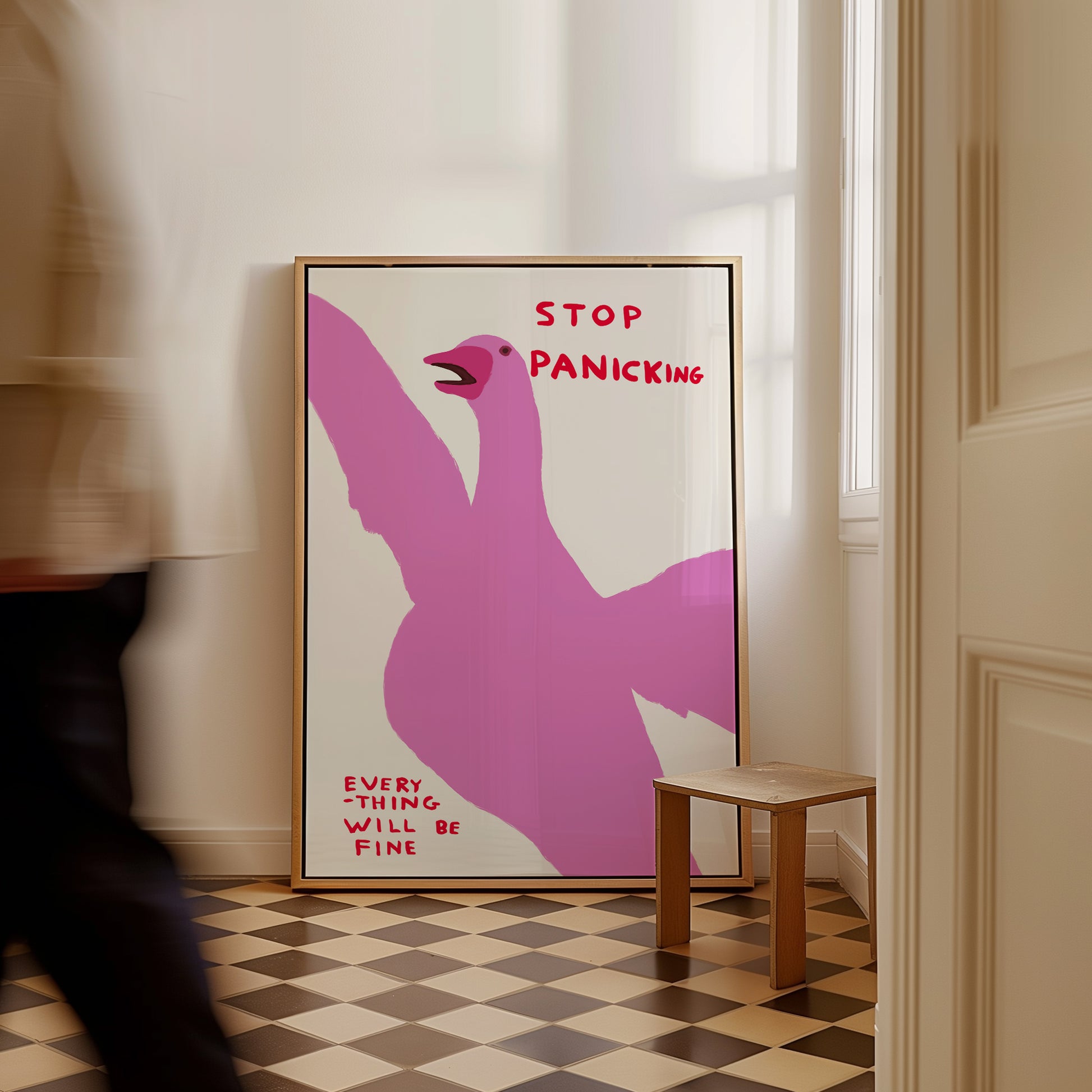 David Shrigley. Stop Panicking. Shrigley Goose. Contemporary Art. Home Wall Decor. Funny Living Room Quote Poster. Kitchen Wall Decor