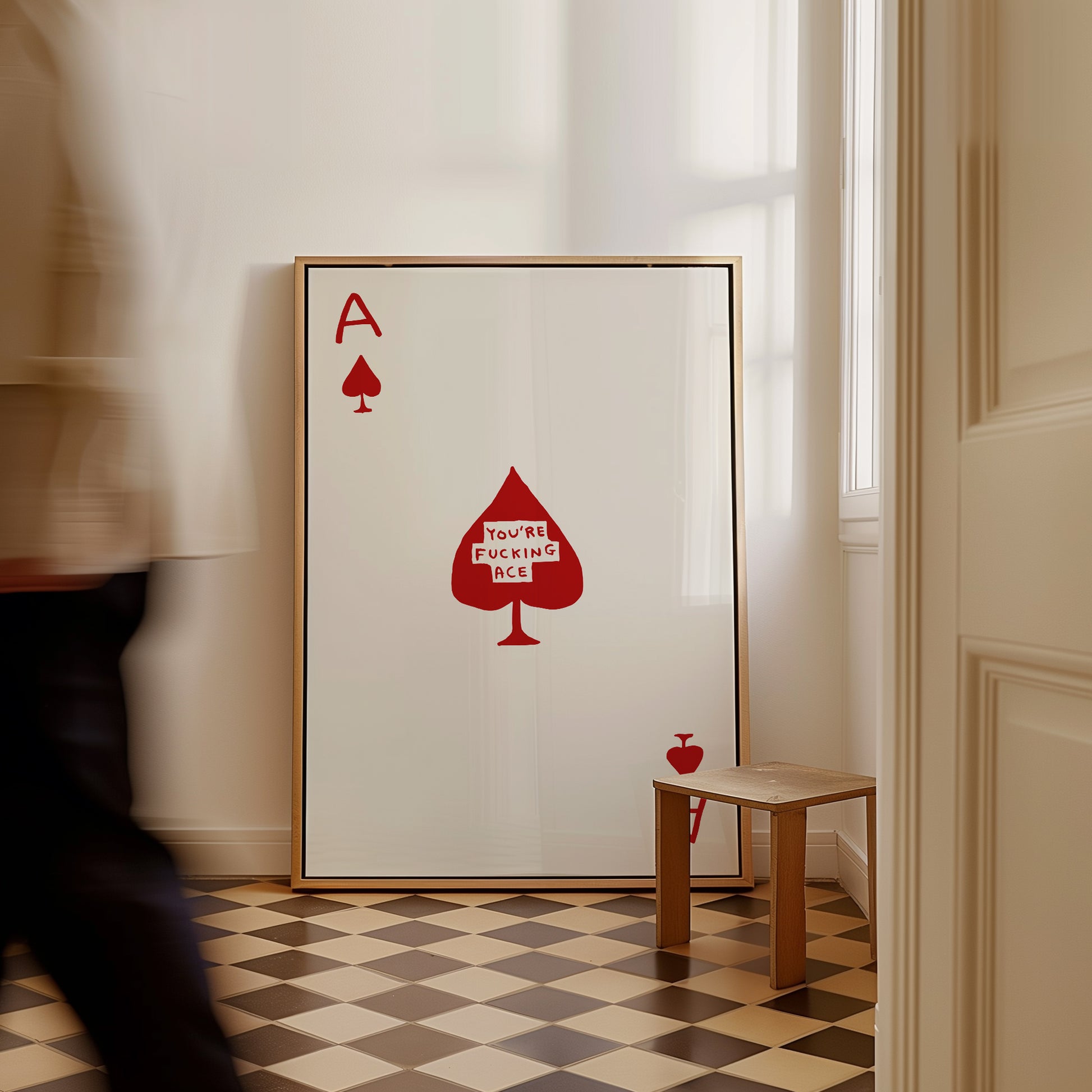David Shrigley. You're Fucking Ace. Ace of Hearts Print. Contemporary Room Wall Art. Funny Quotes Wall Art. Motivational Inspirational Print