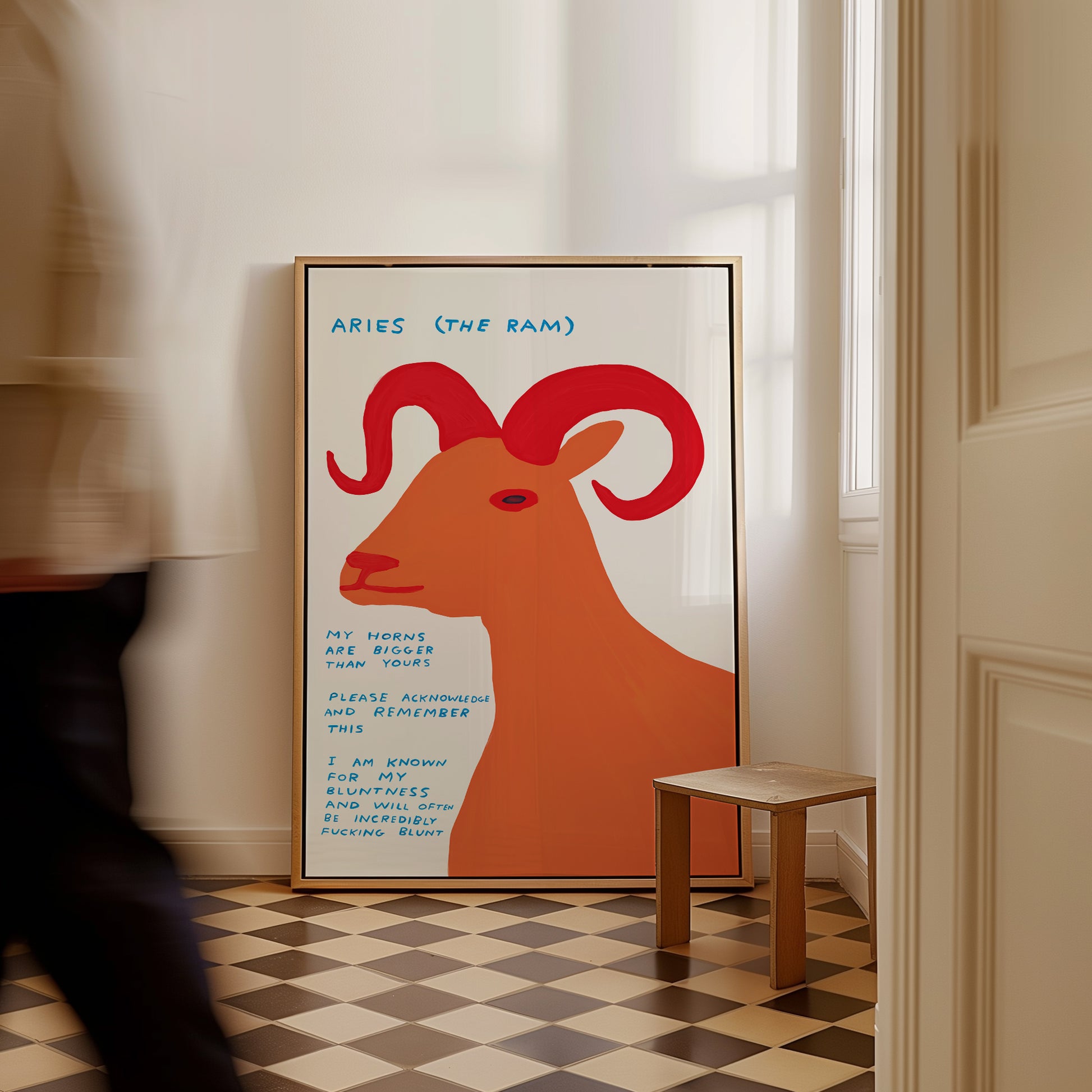 Aries The Ram Zodiac. David Shrigley Print. Signs of the Zodiac. Contemporary Room Art. Quote Wall Art. Zodiac Wall Decor. Shrigley Aries