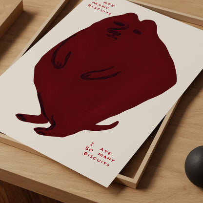 David Shrigley Print. I Ate Many Biscuits I Ate So Many Biscuits. Funny Wall Art. Shrigley Bear. Trending Poster. Funky Living Room Wall Art