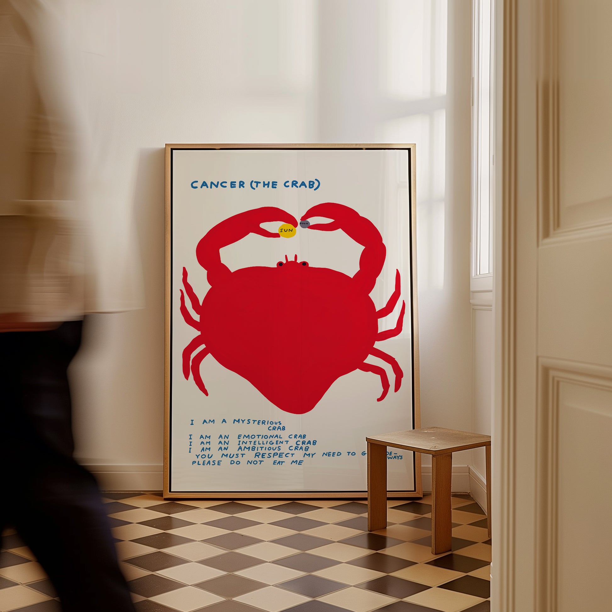 Cancer The Crab Zodiac. David Shrigley Print. David Shrigley Signs of the Zodiac. Shrigley Crab. Living Room Wall Art. Quote Wall Art Poster