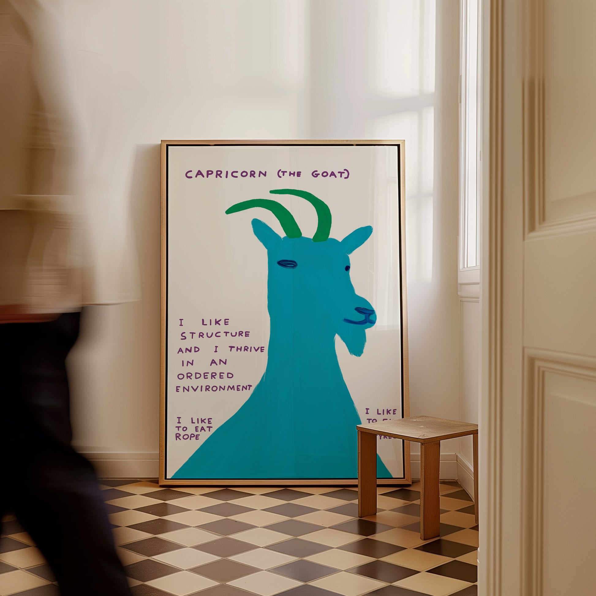 David Shrigley Art. Capricorn the Goat Print. Signs of the Zodiac. Contemporary Art. Zodiac Wall Print. Shrigley Capricorn. Living Room Art