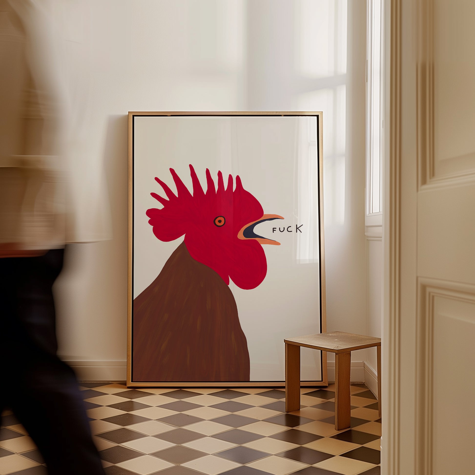 David Shrigley. Fuck Chicken. Contemporary Painting. Shrigley Chicken. Funny Quotes Wall Art. Shrigley Art Print. Living Room Art