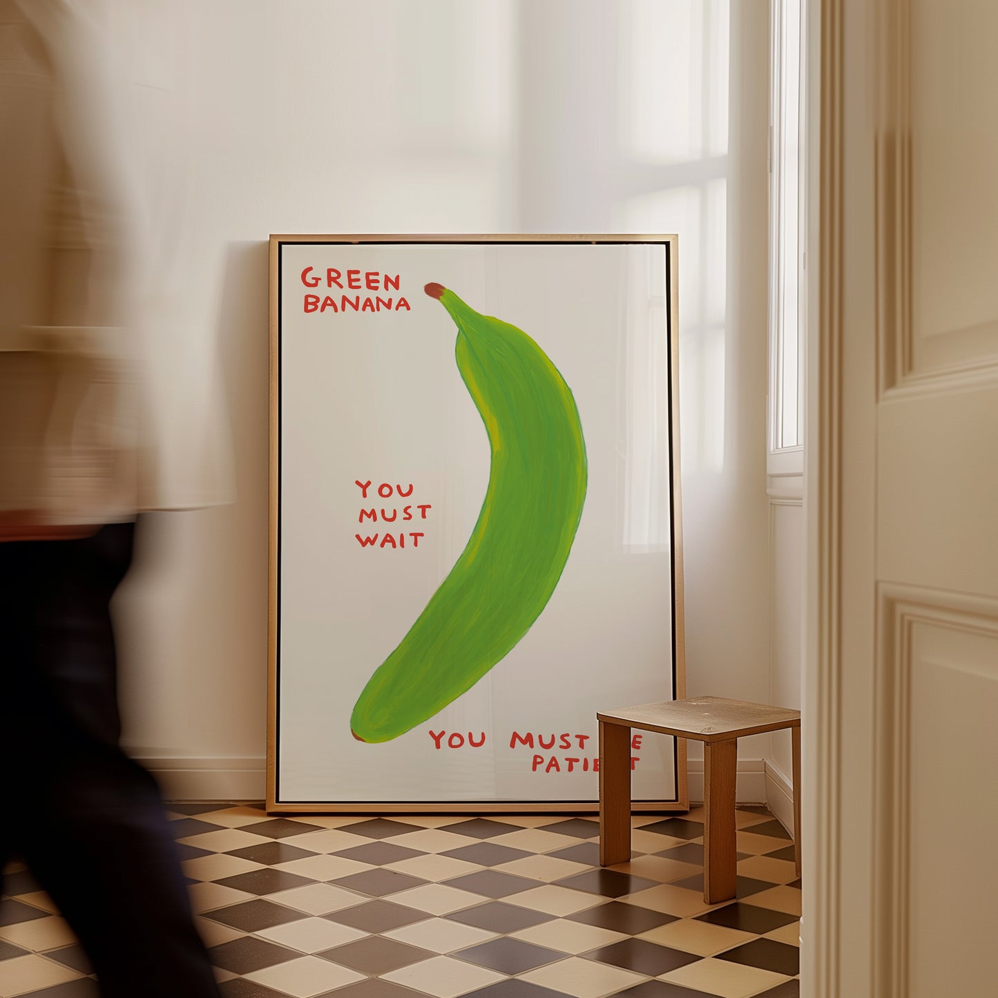 David Shrigley Print. Green Banana You Must Wait. Kitchen Wall Art. Banana Quote Wall Art. Contemporary Wall Art. Shrigley Banana Poster