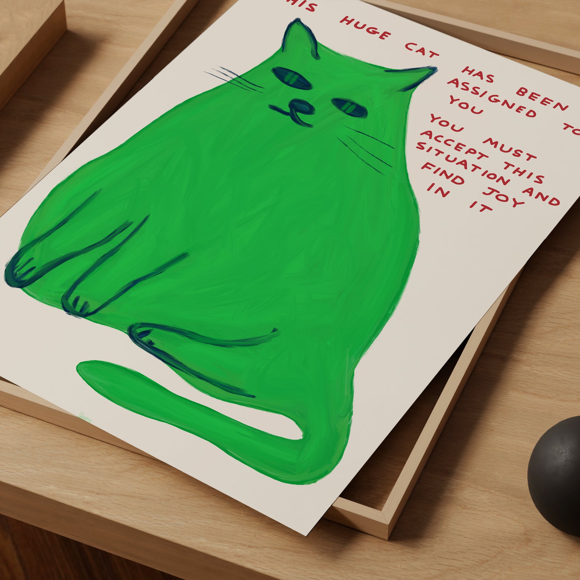 David Shrigley. This Huge Cat. Cat Poster. Contemporary Art. Funky Wall Decor. Shrigley Cat. Green Cat Wall Art. Funny Quotes Wall Art