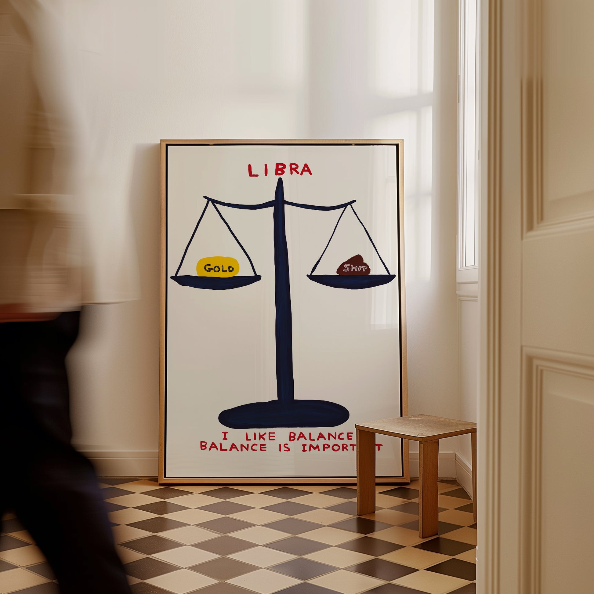 David Shrigley Print. Libra Signs of the Zodiac. Contemporary Wall Art. Zodiac Print. Shrigley Libra Balance. Room Wall Art. Quote Wall Art