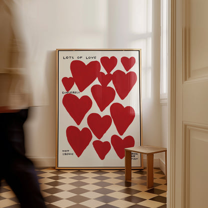 David Shrigley Print. Lots of Love. Funky Quote Wall Art. Contemporary Art. David Shirley Hearts. David Shrigley Art Print. Love Hearts