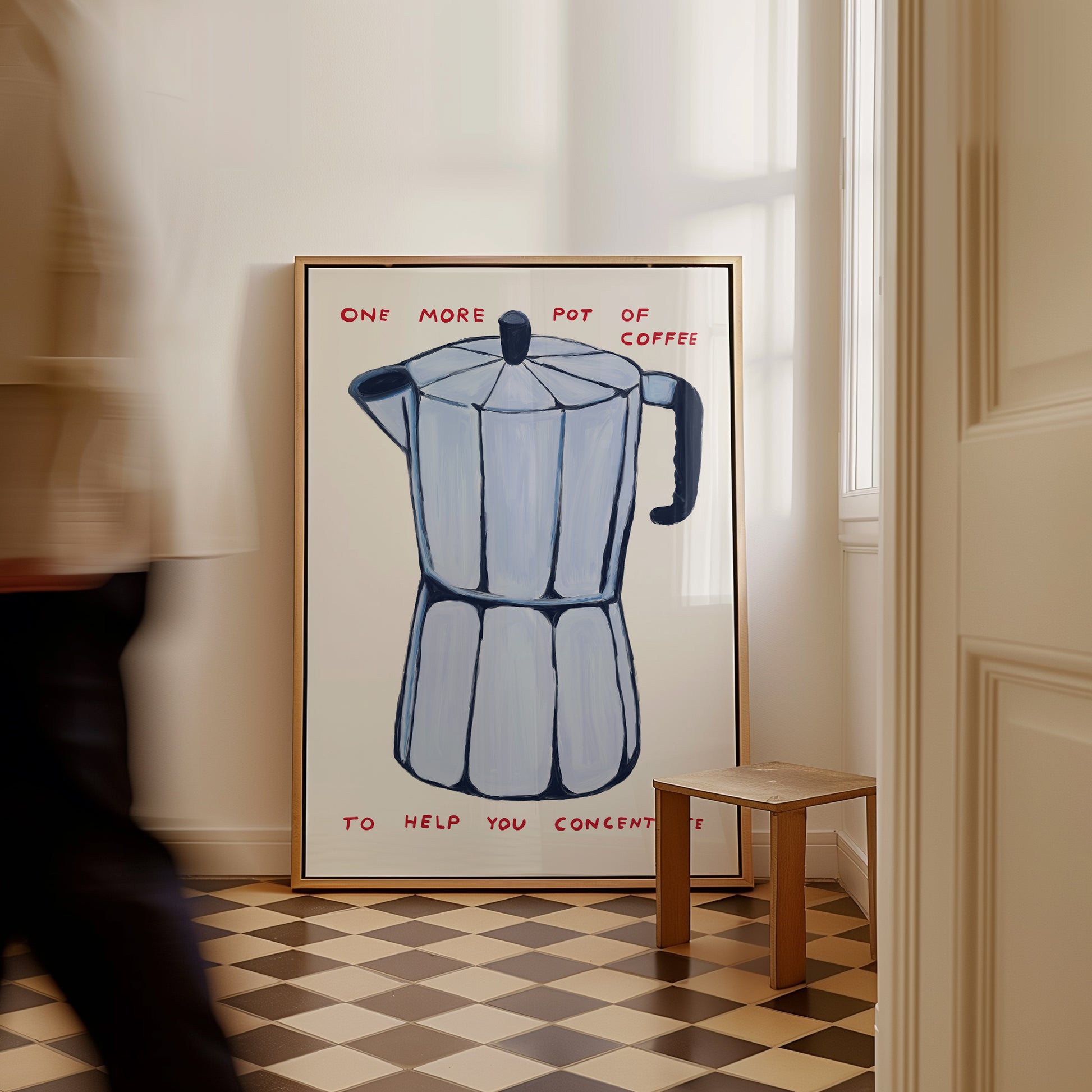 David Shrigley. One More Pot Of Coffee. Bialetti Poster. Contemporary Art. Kitchen Wall Art. Modern Coffee Poster Print. Funky Quote Poster.