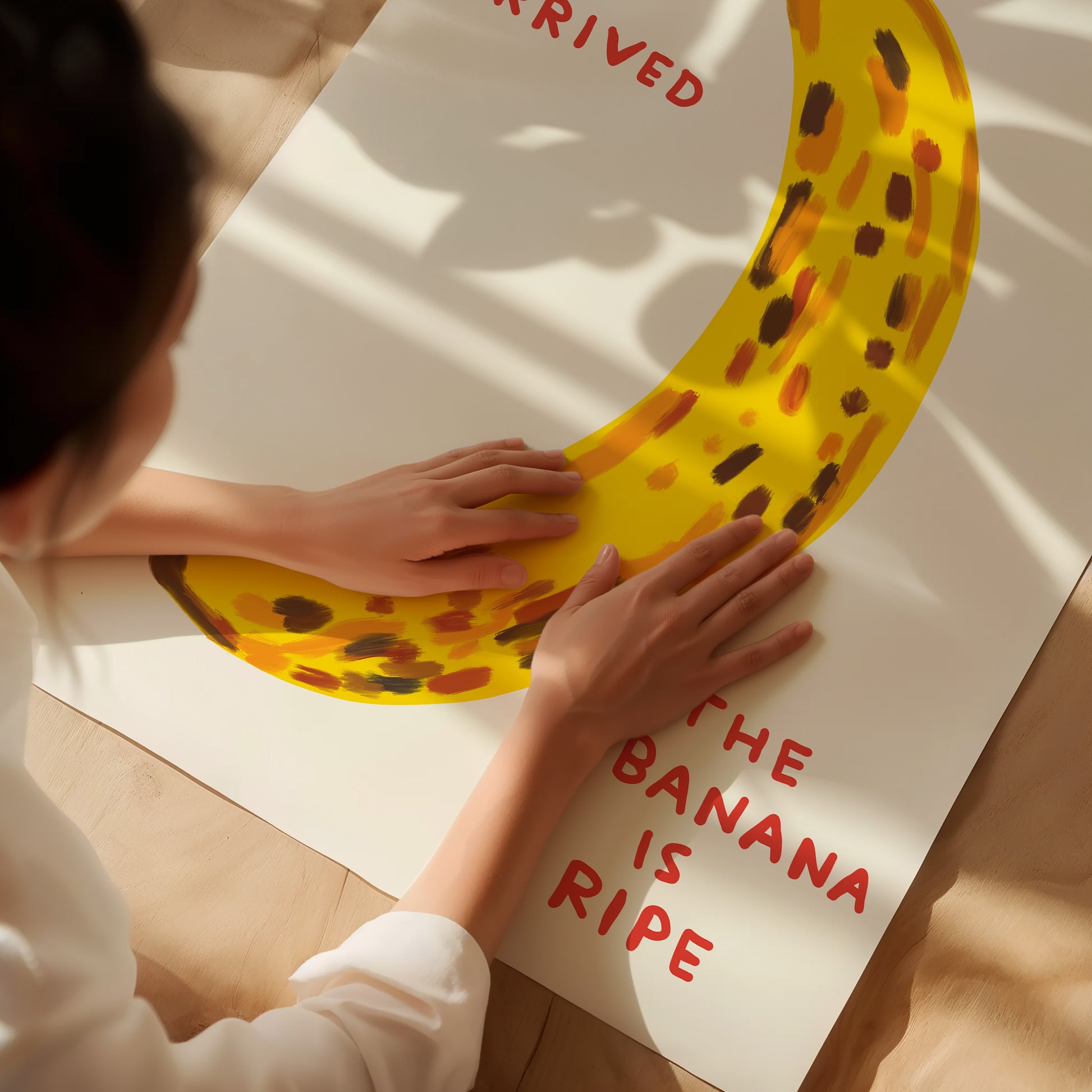 David Shrigley. The Moment Has Arrived. Funny Kitchen Wall Poster. Shrigley Banana. Trending Food Poster. Funky Dining Room Wall Art