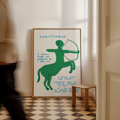 David Shrigley Print. Sagittarius Print. Signs of the Zodiac. Contemporary Wall Art. Zodiac Sign. Shrigley Sagittarius. Room Wall Art
