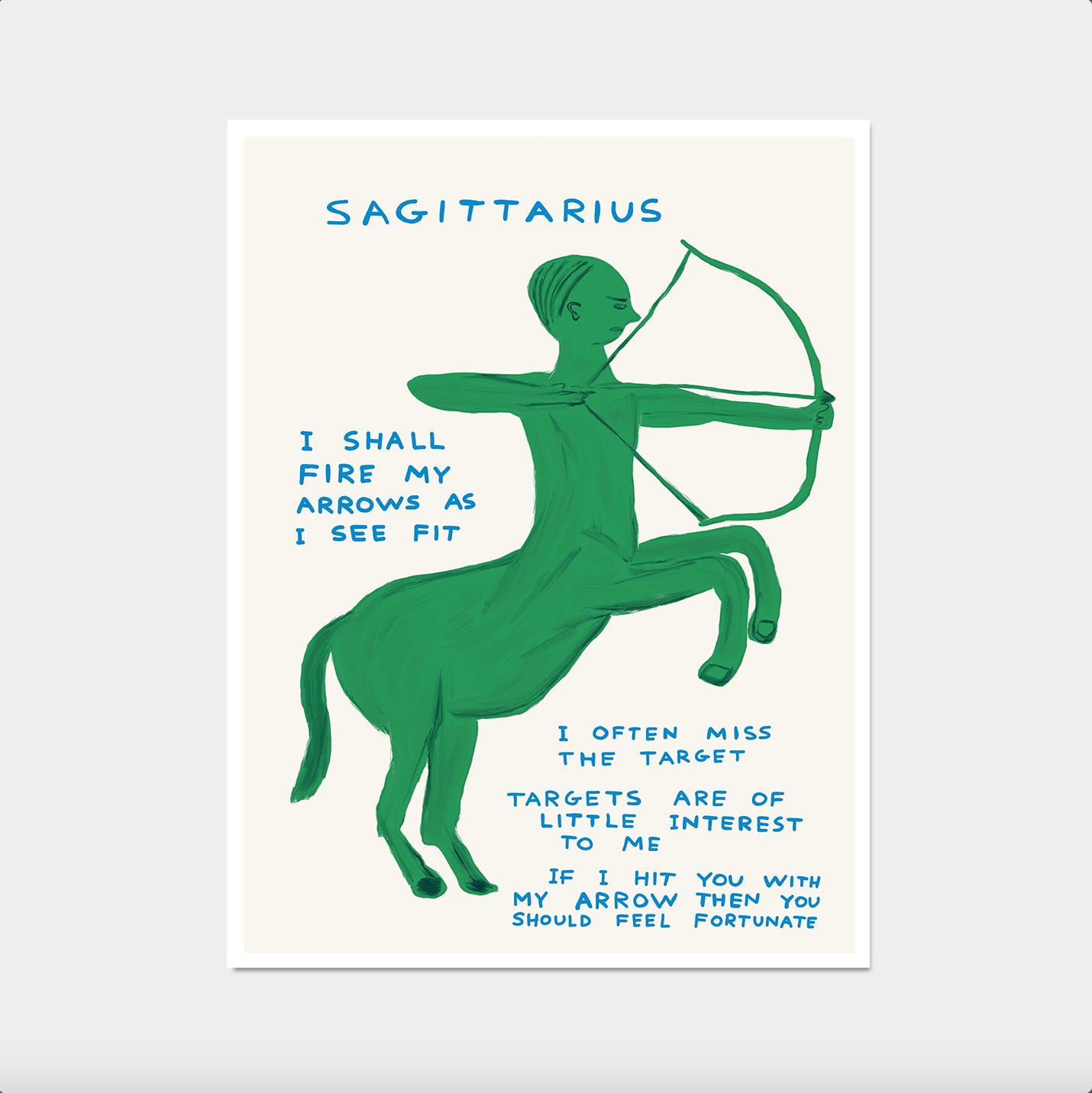 David Shrigley Print. Sagittarius Print. Signs of the Zodiac. Contemporary Wall Art. Zodiac Sign. Shrigley Sagittarius. Room Wall Art