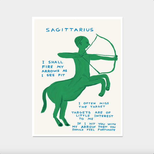 David Shrigley Print. Sagittarius Print. Signs of the Zodiac. Contemporary Wall Art. Zodiac Sign. Shrigley Sagittarius. Room Wall Art
