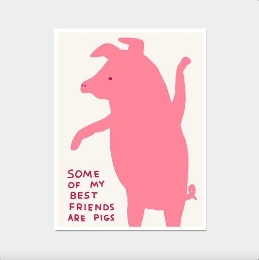 David Shrigley. Some of My Best Friends Are Pigs. Kitchen Funny Wall Art. Shrigley Pig. Funky Living Room Quote Wall Art. Trendy Wall Art