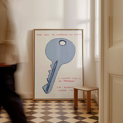The Key to Happiness and Success Poster. David Shrigley Print. Funny Quote Wall Art. Shrigley Key. Trending  Poster. Funky Room Wall Art