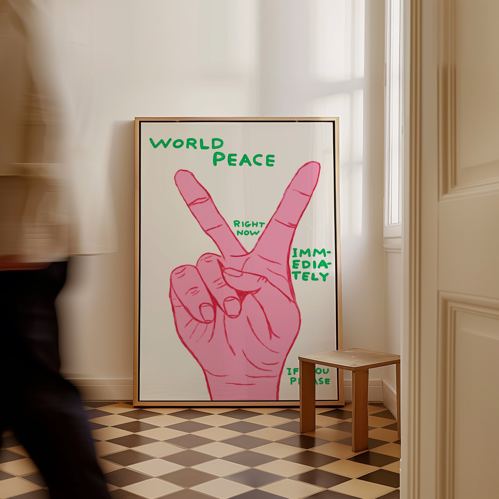 World Peace Right Now Immediately Poster. David Shrigley Print. Quote Wall Art. Contemporary Art. Funky Wall Art. Art Gift. Peace Poster