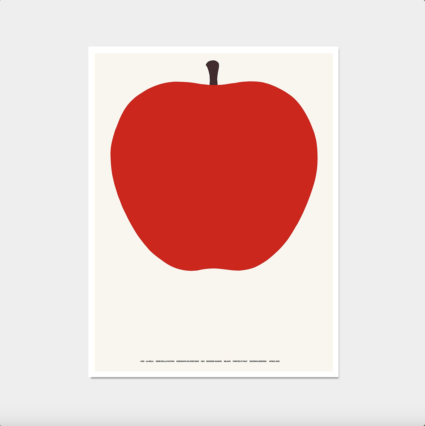 Enzo Mari Apple. La Mela Enzo Mari. The Red Apple Poster. Mid Century Modern Wall Art. Kitchen Decor. Kitchen Print. Italian Fruit Poster