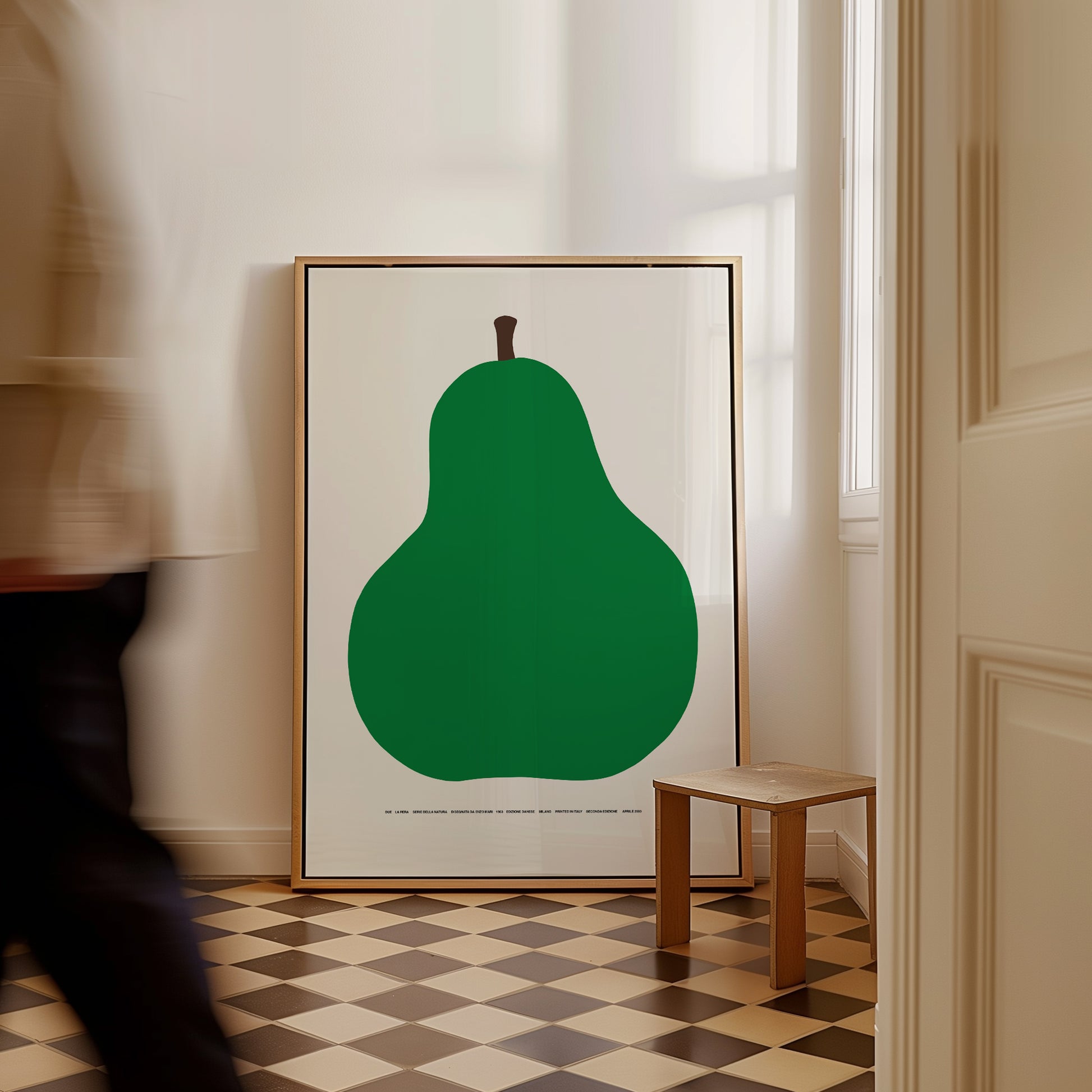 Enzo Mari Pear. La Pera Enzo Mari. Enzo Mari Print. The Green Pear Print. Modern Wall Art. Kitchen Decor. Italian Fruit Kitchen Print