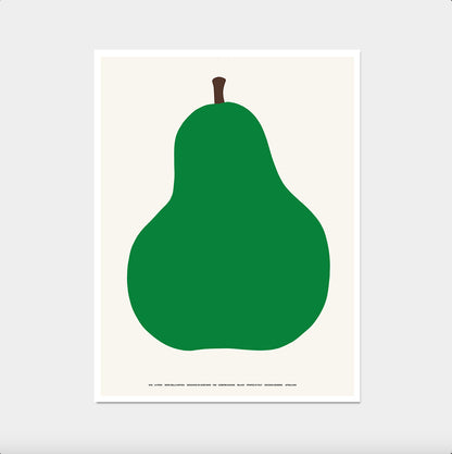 Enzo Mari Pear. La Pera Enzo Mari. Enzo Mari Print. The Green Pear Print. Modern Wall Art. Kitchen Decor. Italian Fruit Kitchen Print