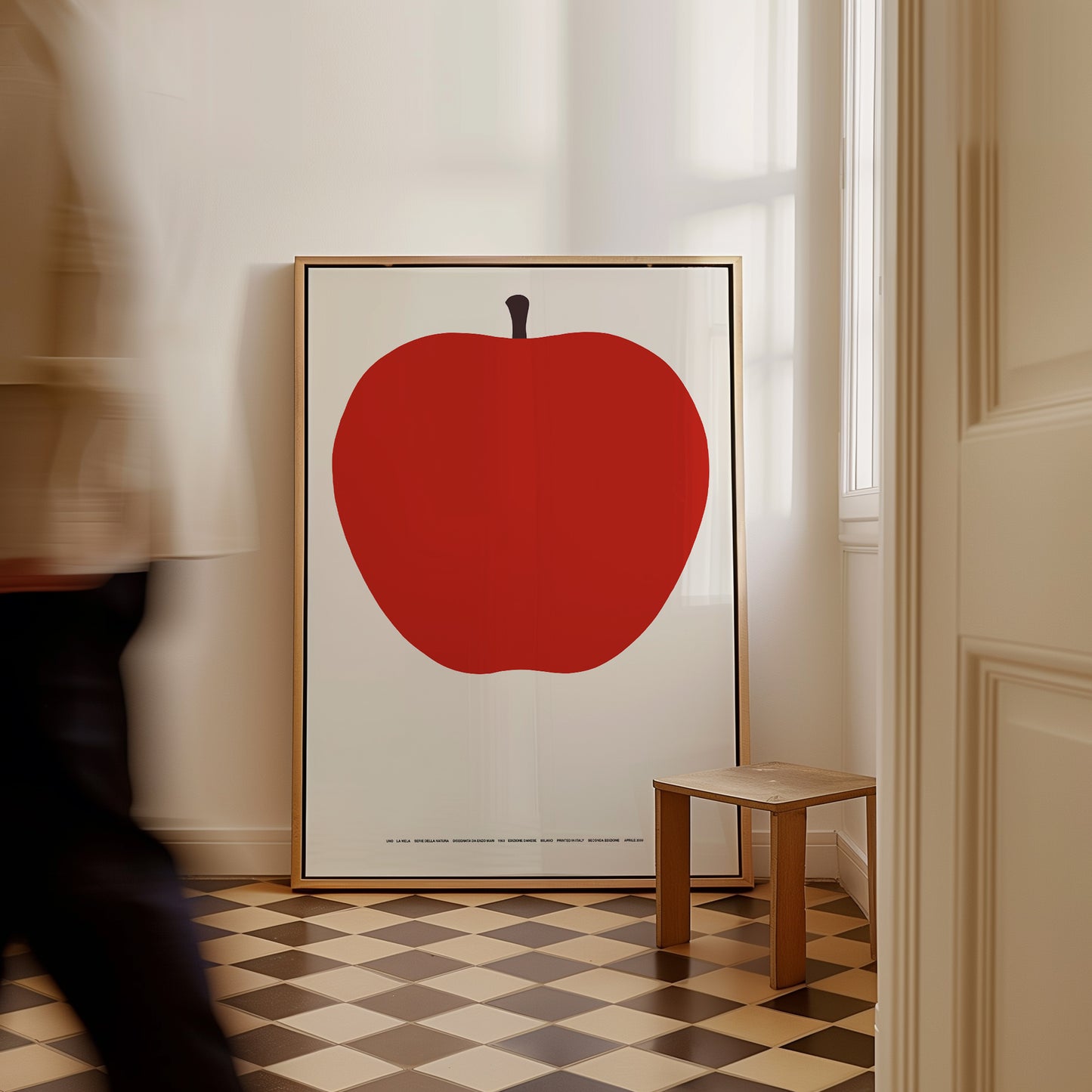 Enzo Mari Apple. La Mela Enzo Mari. The Red Apple Poster. Mid Century Modern Wall Art. Kitchen Decor. Kitchen Print. Italian Fruit Poster