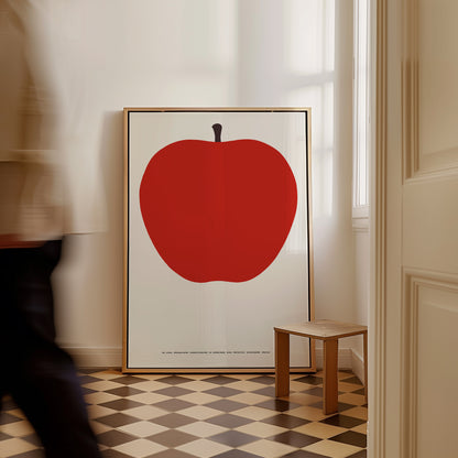 Enzo Mari Apple. La Mela Enzo Mari. The Red Apple Poster. Mid Century Modern Wall Art. Kitchen Decor. Kitchen Print. Italian Fruit Poster