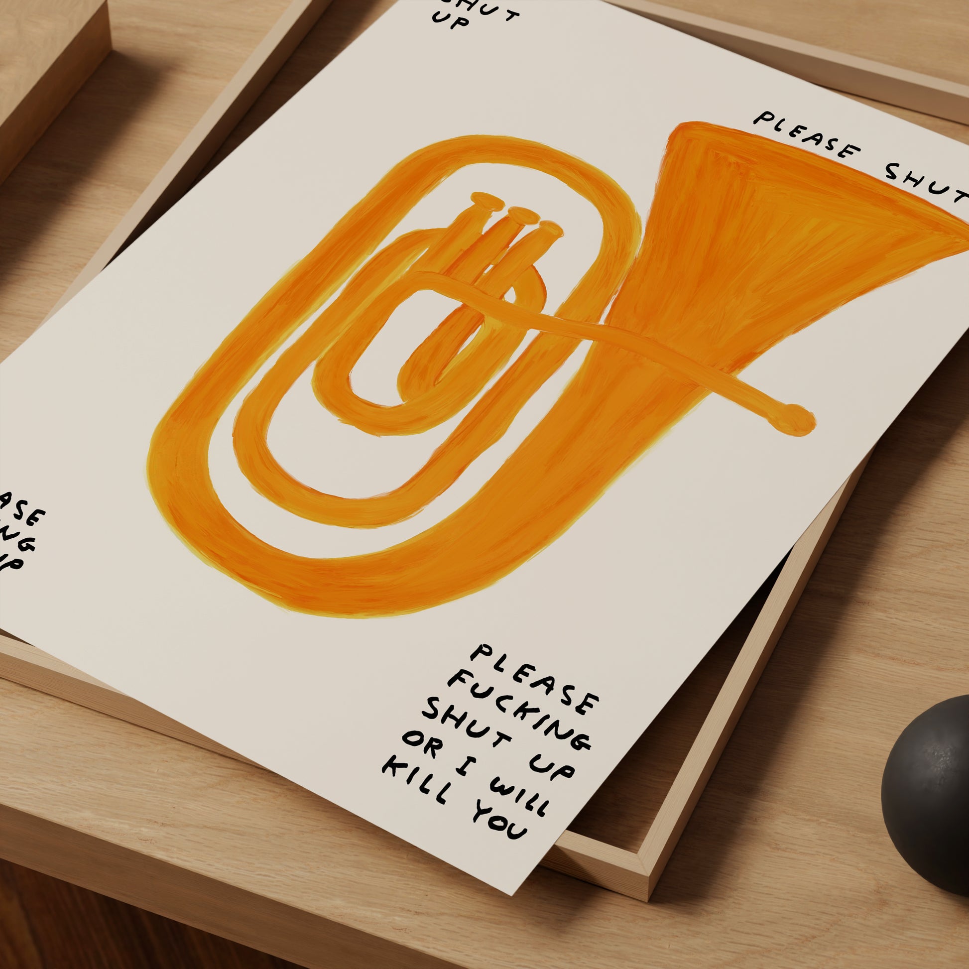 David Shrigley Print. Please Fucking Shut Up Poster. Funny Quote Wall Art. Shrigley Euphonium. Trending Poster. Funky Room Wall Art