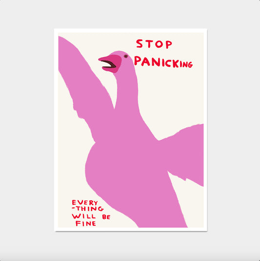 David Shrigley. Stop Panicking. Shrigley Goose. Contemporary Art. Home Wall Decor. Funny Living Room Quote Poster. Kitchen Wall Decor