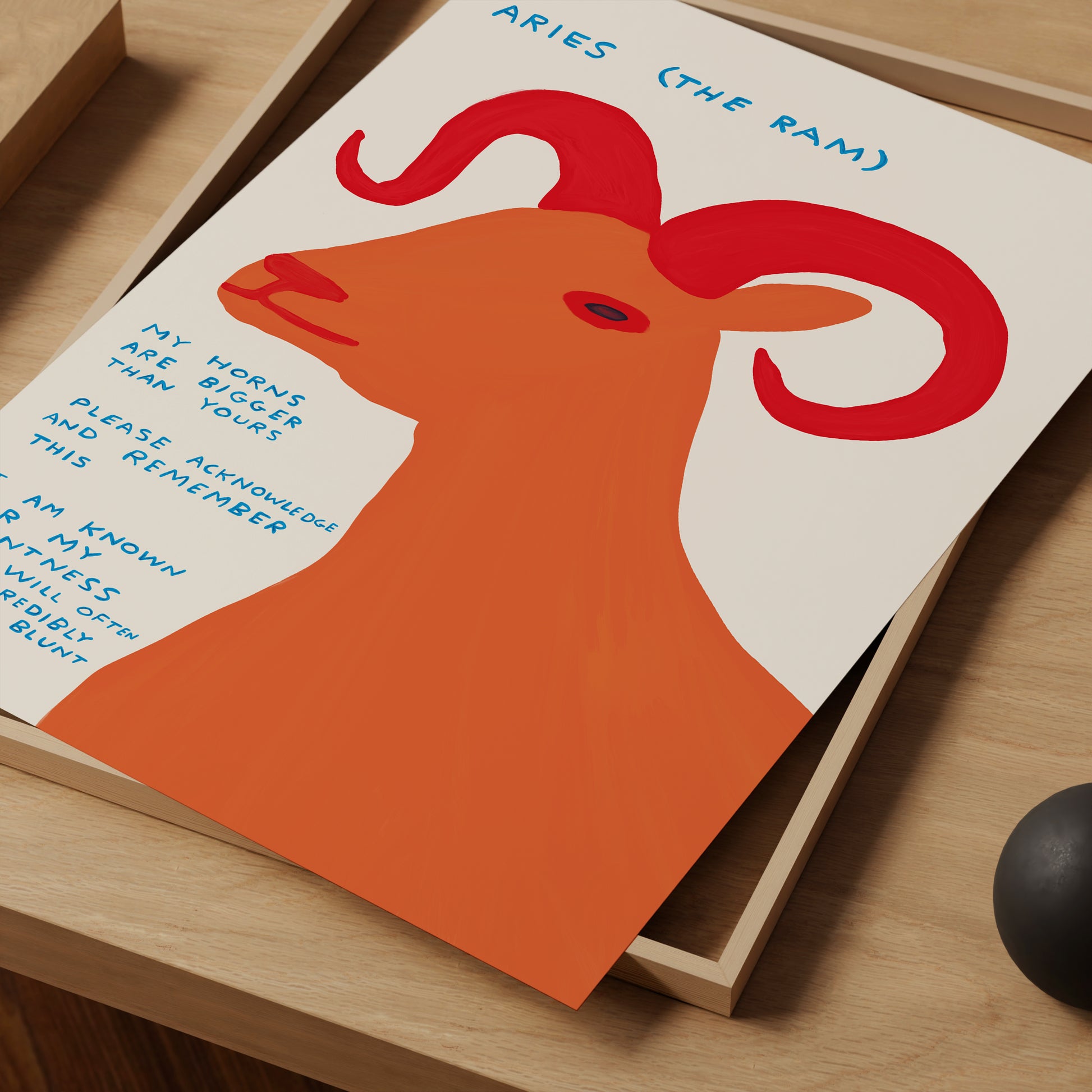 Aries The Ram Zodiac. David Shrigley Print. Signs of the Zodiac. Contemporary Room Art. Quote Wall Art. Zodiac Wall Decor. Shrigley Aries