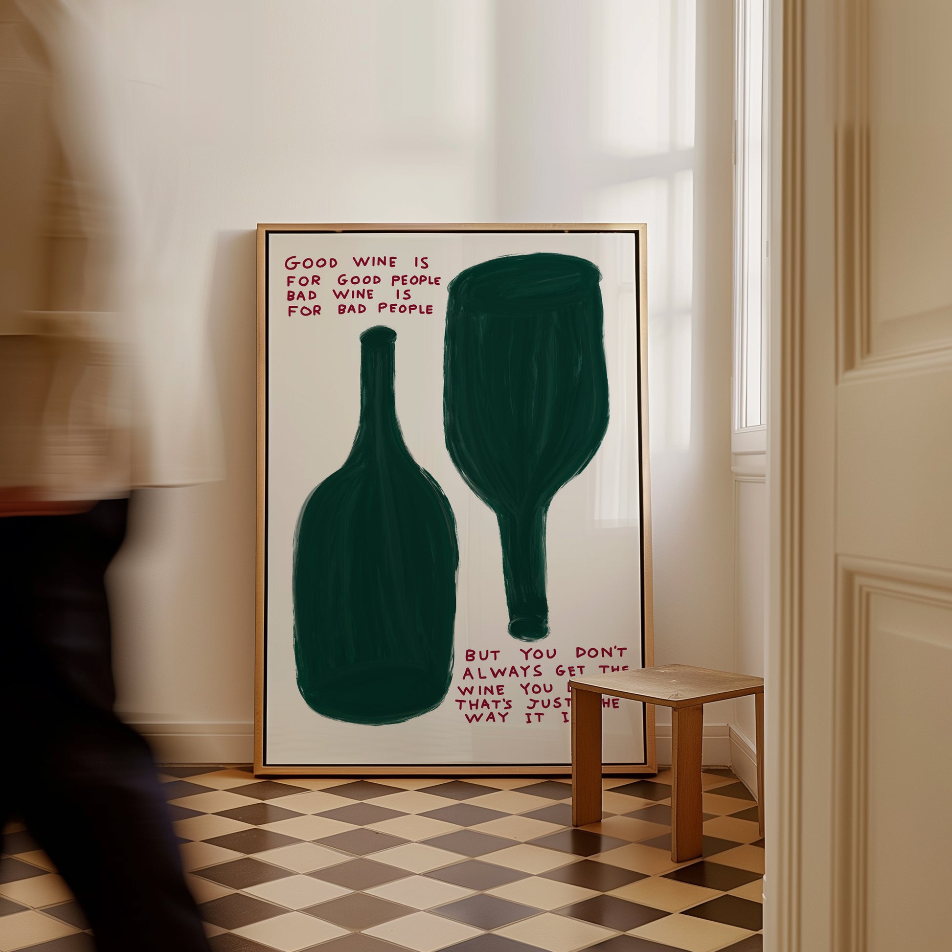 David Shrigley. Good Wine is For Good People. Wine Poster Print. Kitchen Wall Decor. Funny Wine Quote Wall Art. Shrigley Wine Print
