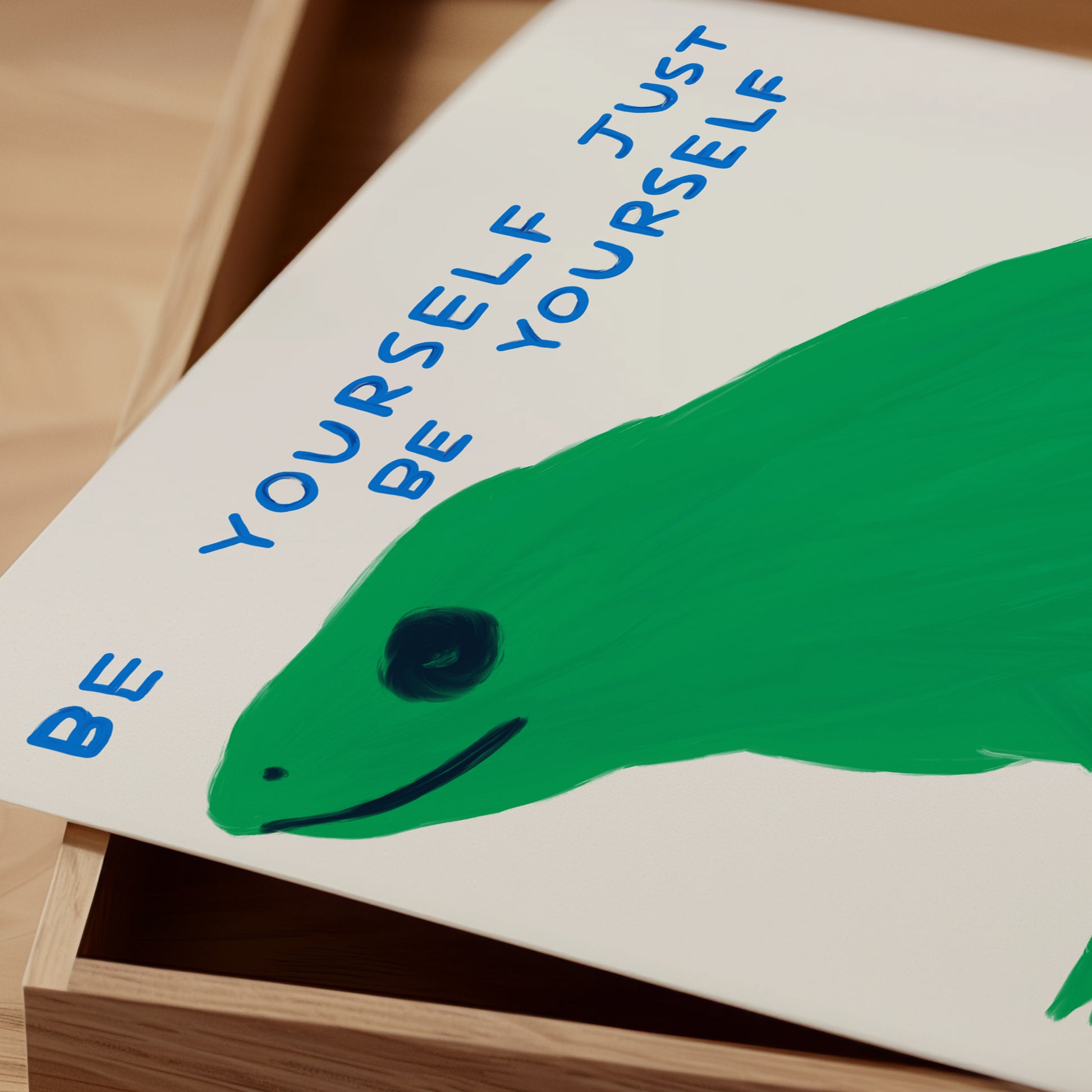 David Shrigley. Be Yourself Just Be Yourself. Quote Wall Art. Contemporary Living Room Wall Art. Shrigley Frog. Be Yourself. Funky Wall Art