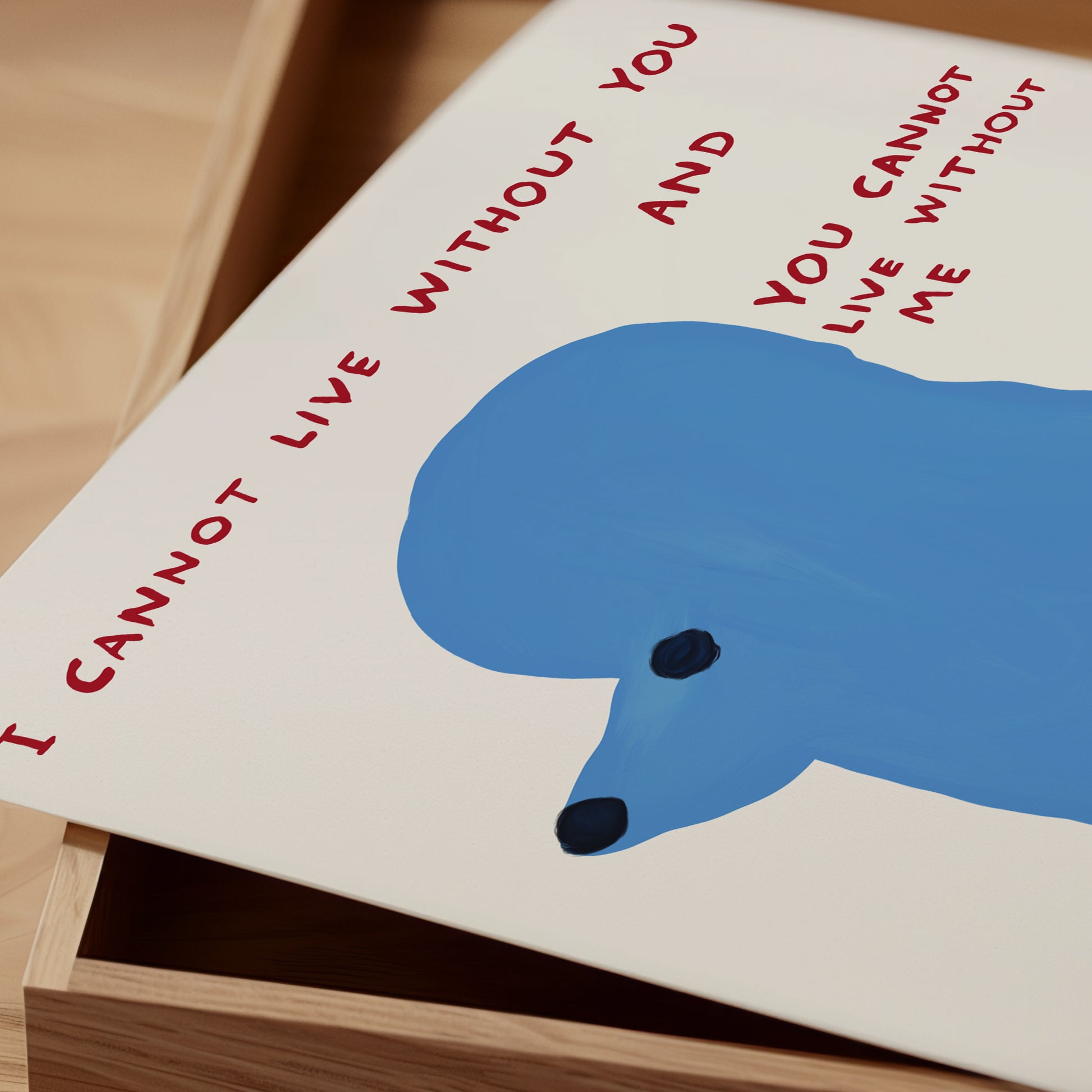 David Shrigley Poodle. I Cannot Live Without You Poster. David Shrigley Blue Poodle Print. Trending Dog Poster. Funky Living Room Wall Art